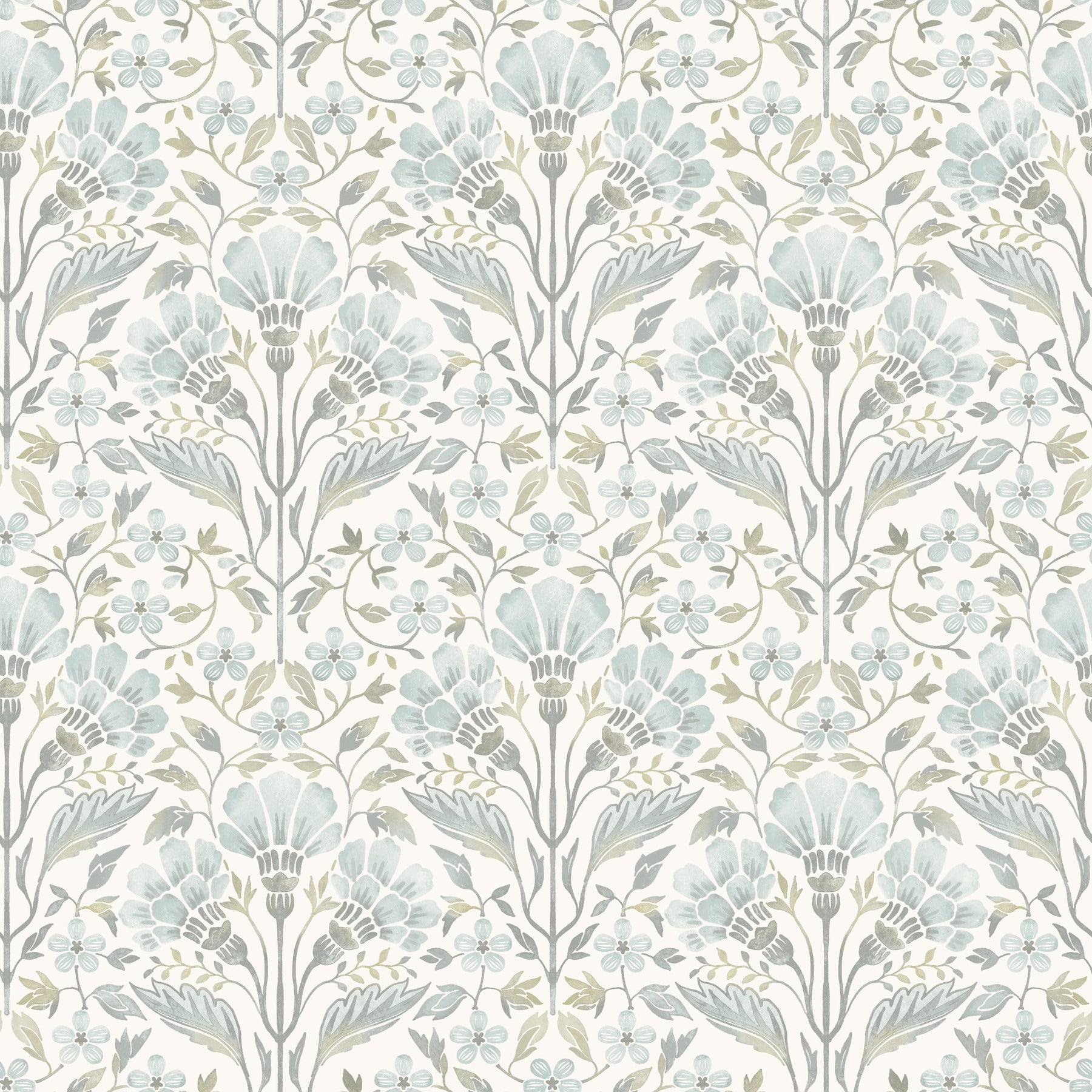 Edith Floral Damask Wallpaper in Light Blue color - pattern number 4199-83704 - by Chesapeake in the Modern Farmhouse collection