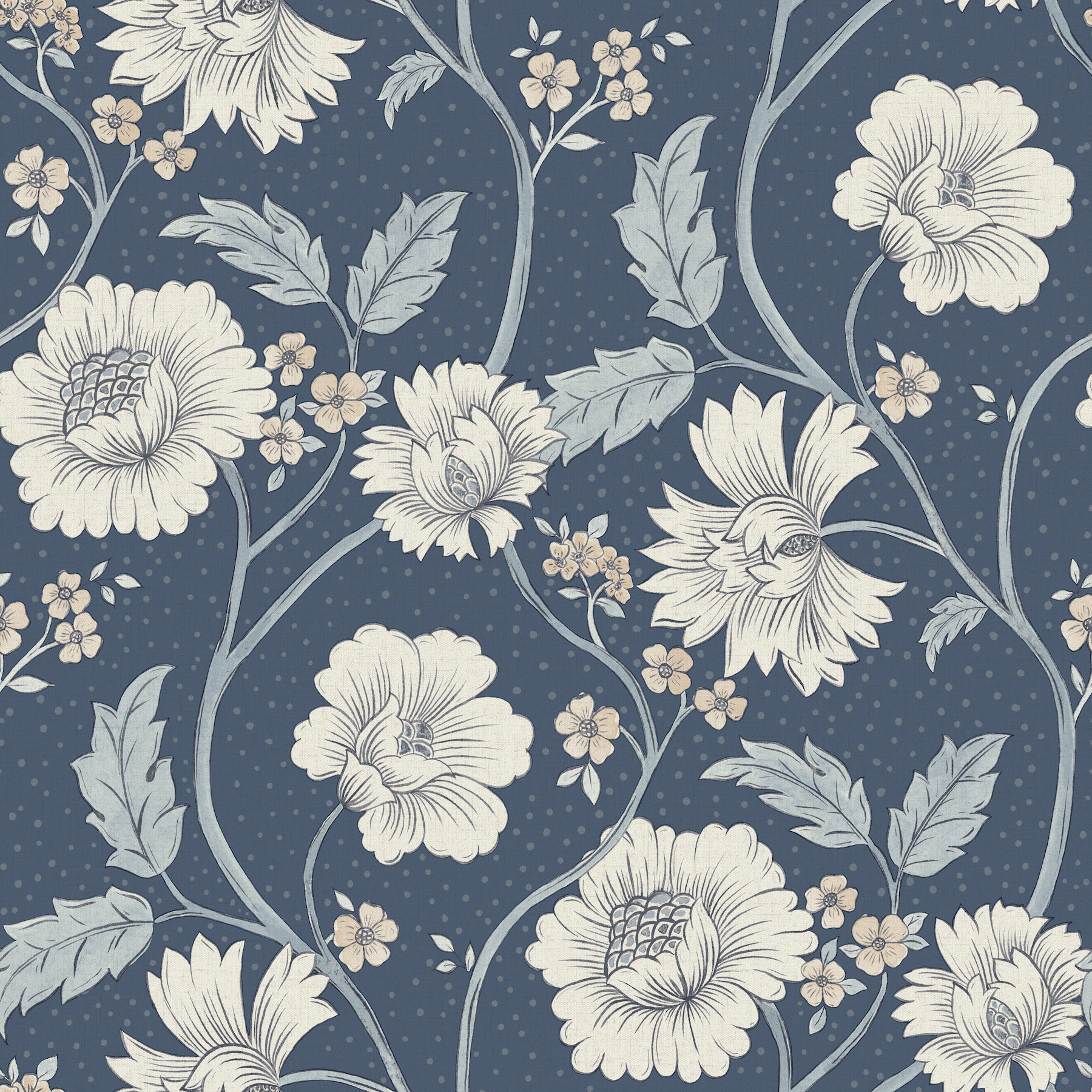 Hazel Floral Trail Wallpaper in Navy color - pattern number 4199-83710 - by Chesapeake in the Modern Farmhouse collection