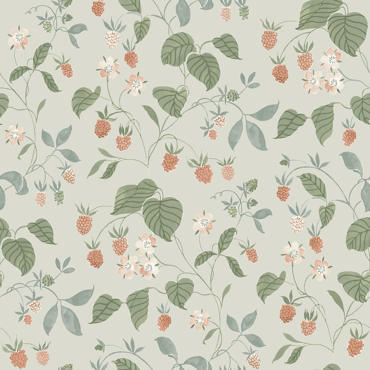 Mercy Berry Vines Wallpaper in Aqua color - pattern number 4199-83716 - by Chesapeake in the Modern Farmhouse collection