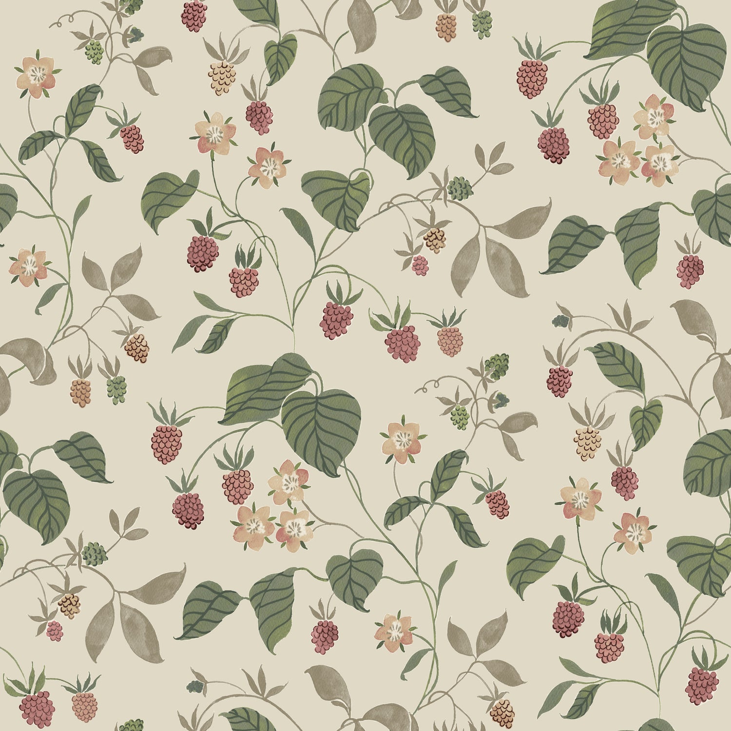 Mercy Berry Vines Wallpaper in Taupe color - pattern number 4199-83717 - by Chesapeake in the Modern Farmhouse collection