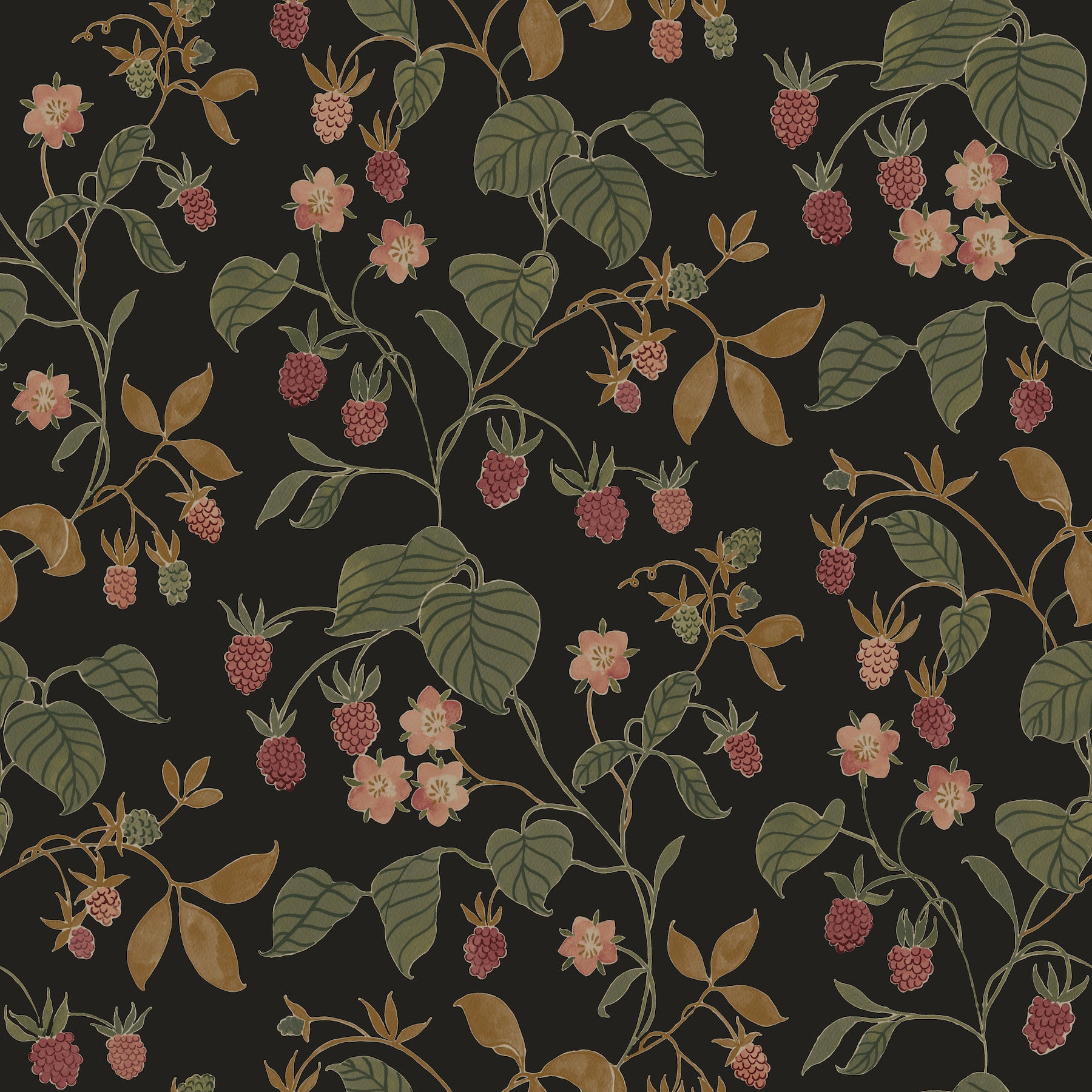 Mercy Berry Vines Wallpaper in Black color - pattern number 4199-83718 - by Chesapeake in the Modern Farmhouse collection