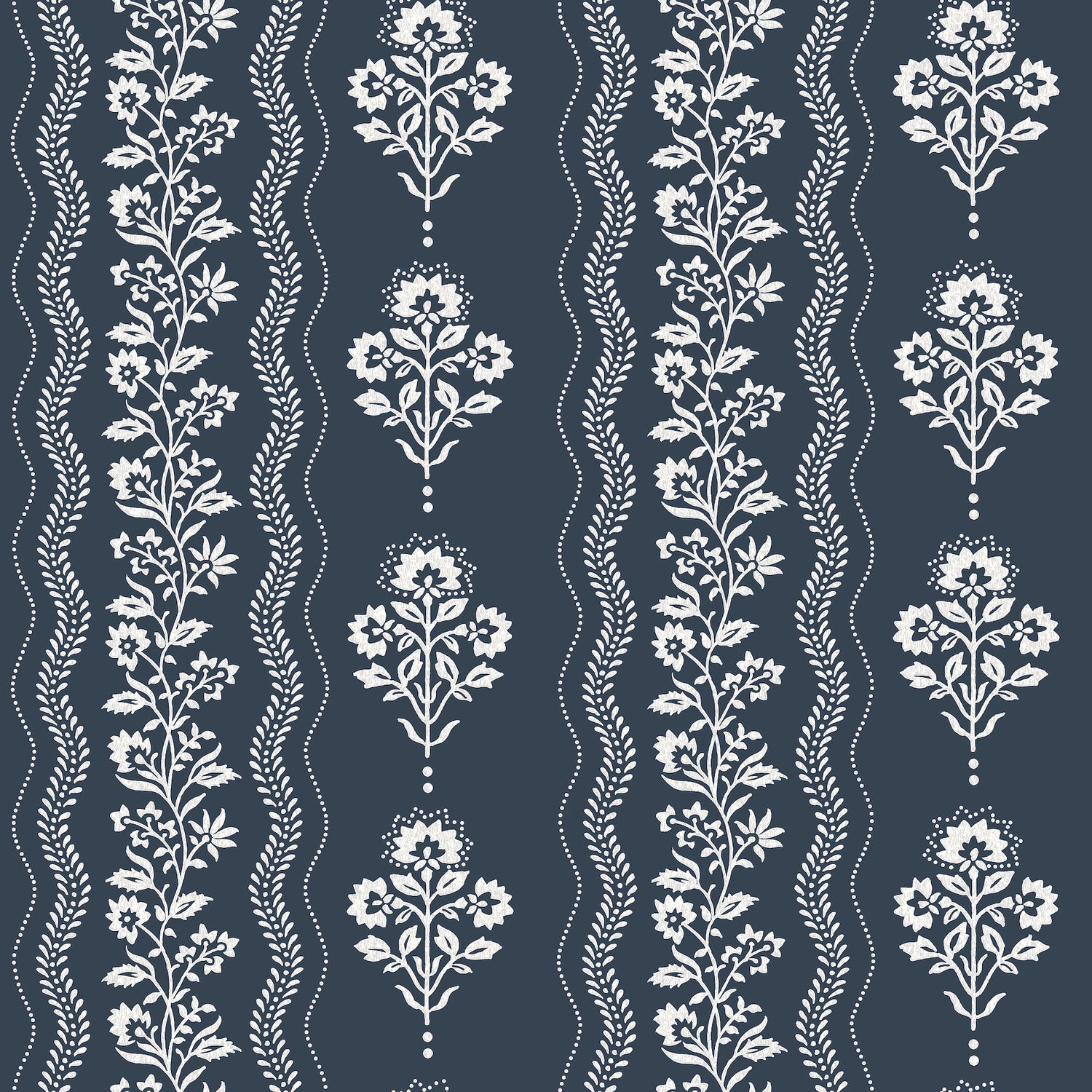 Lenea Floral Stripe Wallpaper in Navy color - pattern number 4199-83721 - by Chesapeake in the Modern Farmhouse collection