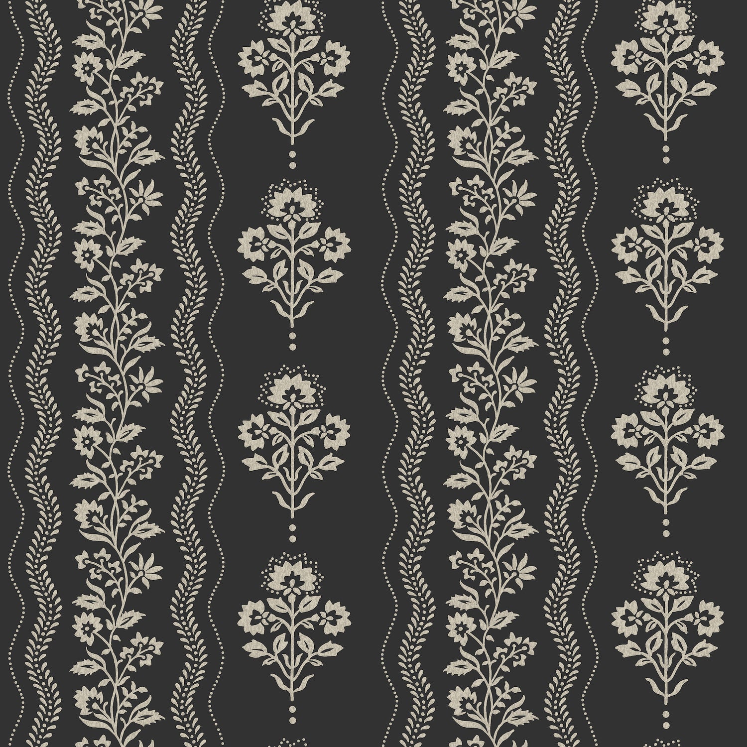 Lenea Floral Stripe Wallpaper in Black color - pattern number 4199-83724 - by Chesapeake in the Modern Farmhouse collection