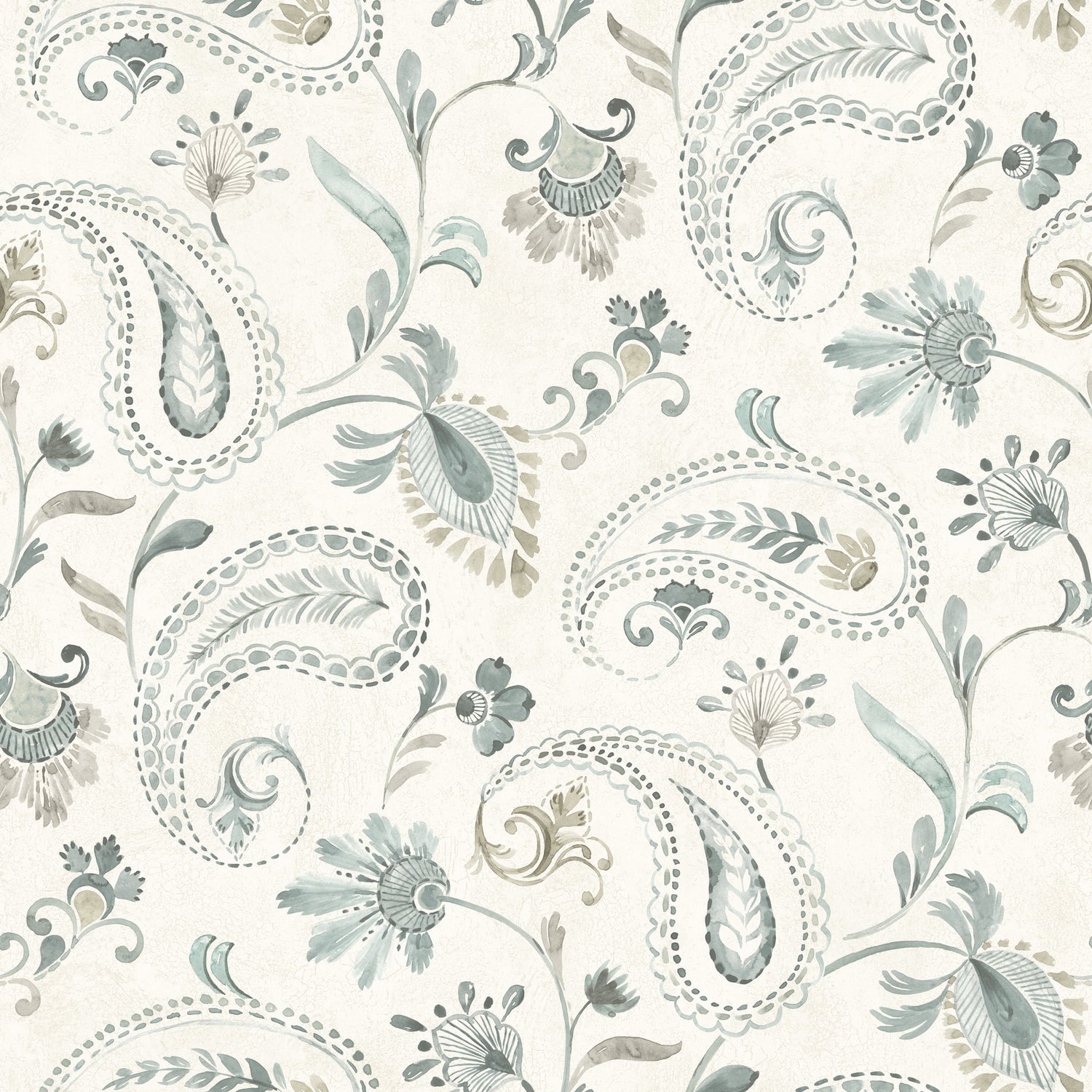 Darlene Jacobean Wallpaper in Aqua color - pattern number 4199-83746 - by Chesapeake in the Modern Farmhouse collection