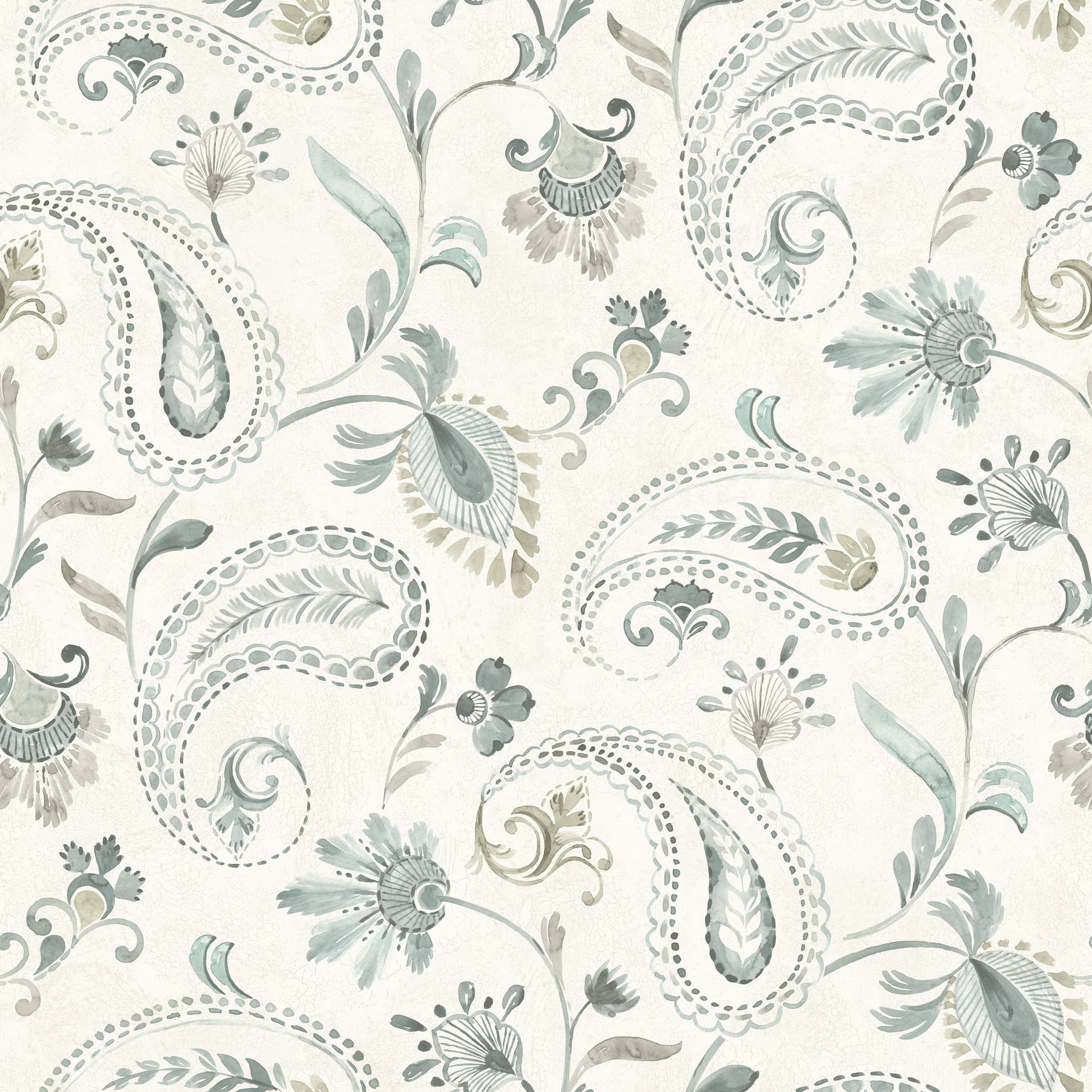 Darlene Jacobean Wallpaper in Aqua color - pattern number 4199-83746 - by Chesapeake in the Modern Farmhouse collection