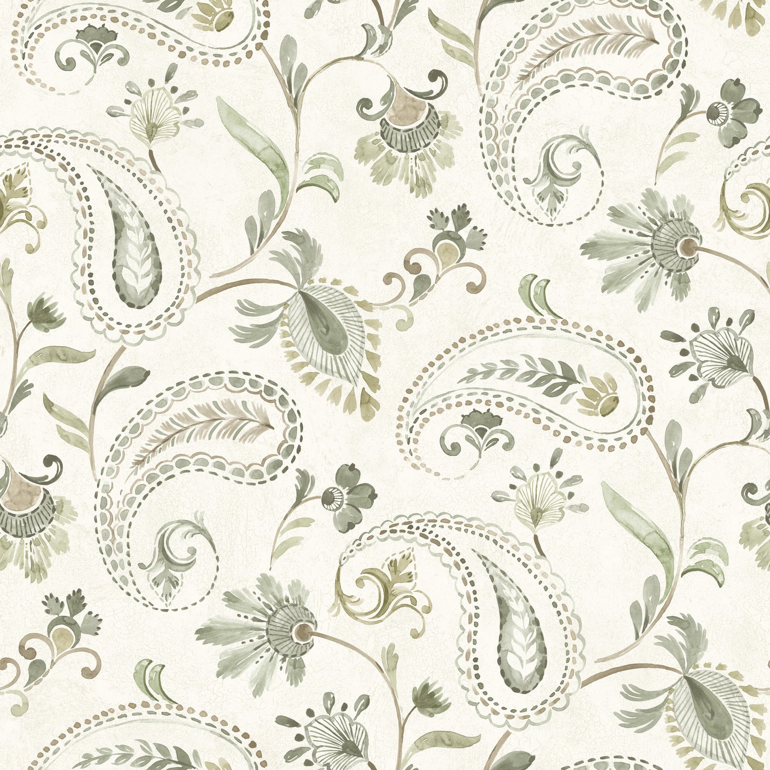 Darlene Jacobean Wallpaper in Green color - pattern number 4199-83747 - by Chesapeake in the Modern Farmhouse collection
