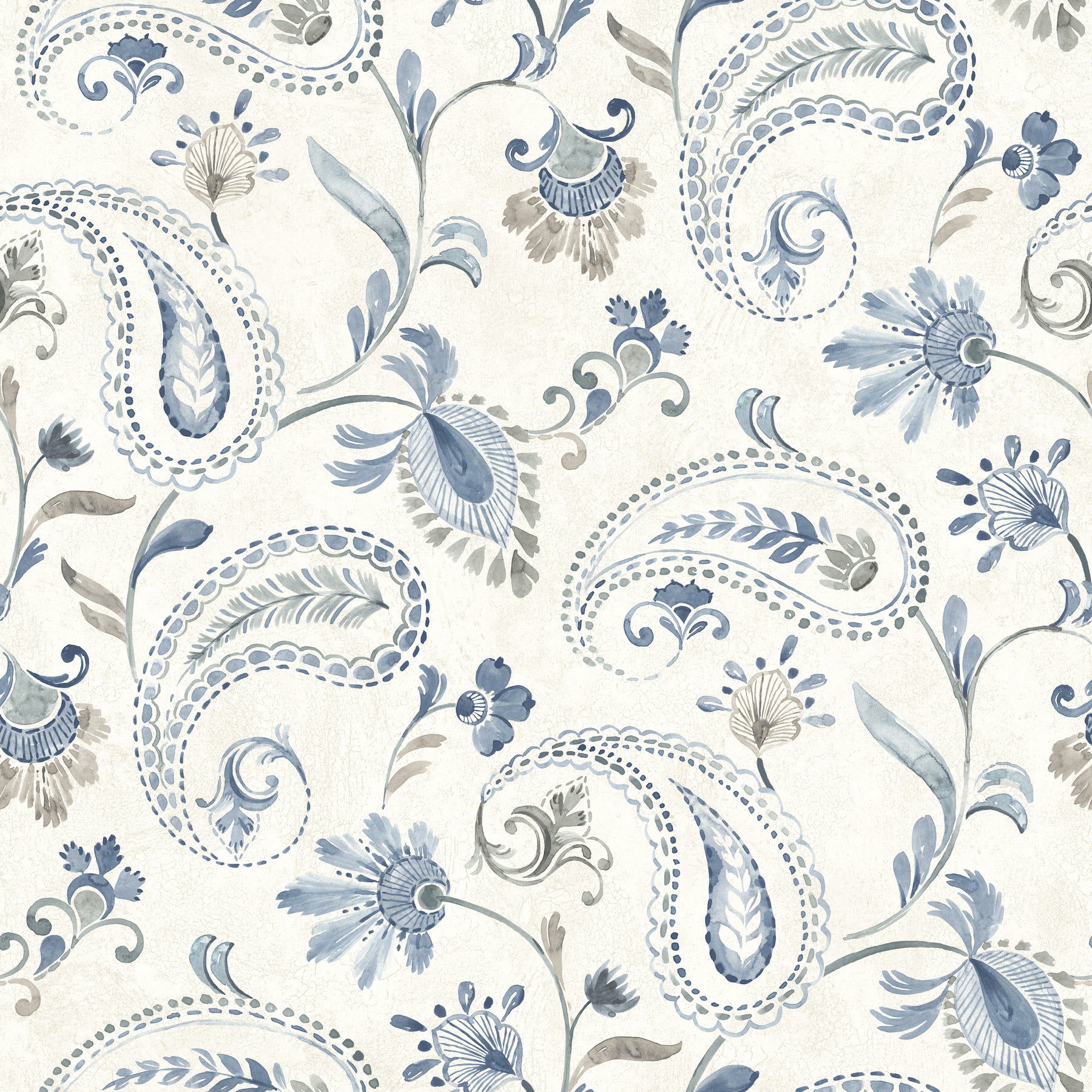 Darlene Jacobean Wallpaper in Blue color - pattern number 4199-83748 - by Chesapeake in the Modern Farmhouse collection