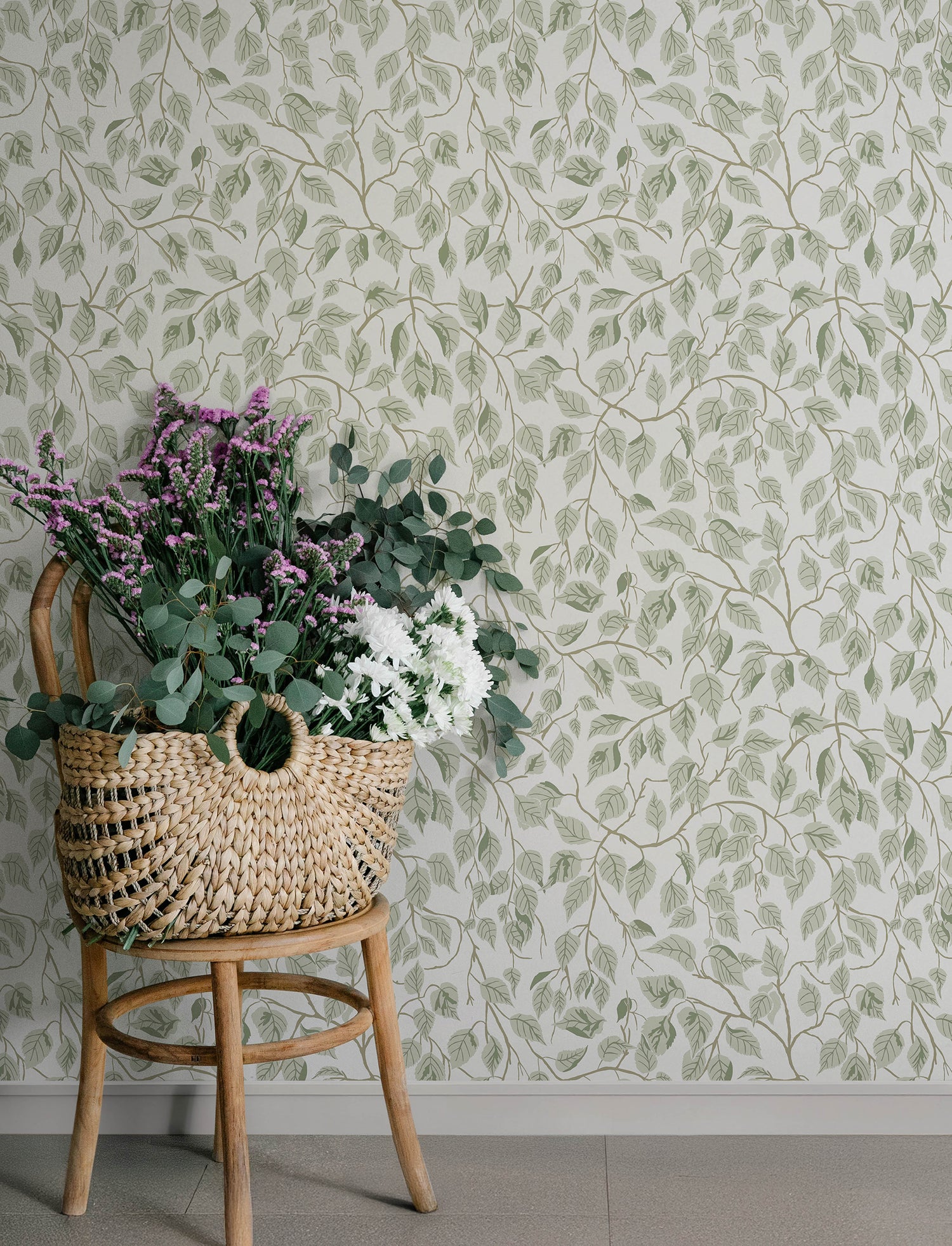 Hangbjork wallpaper in sage color - pattern number 4201-20107 - by A Street Prints in the Savanna collection