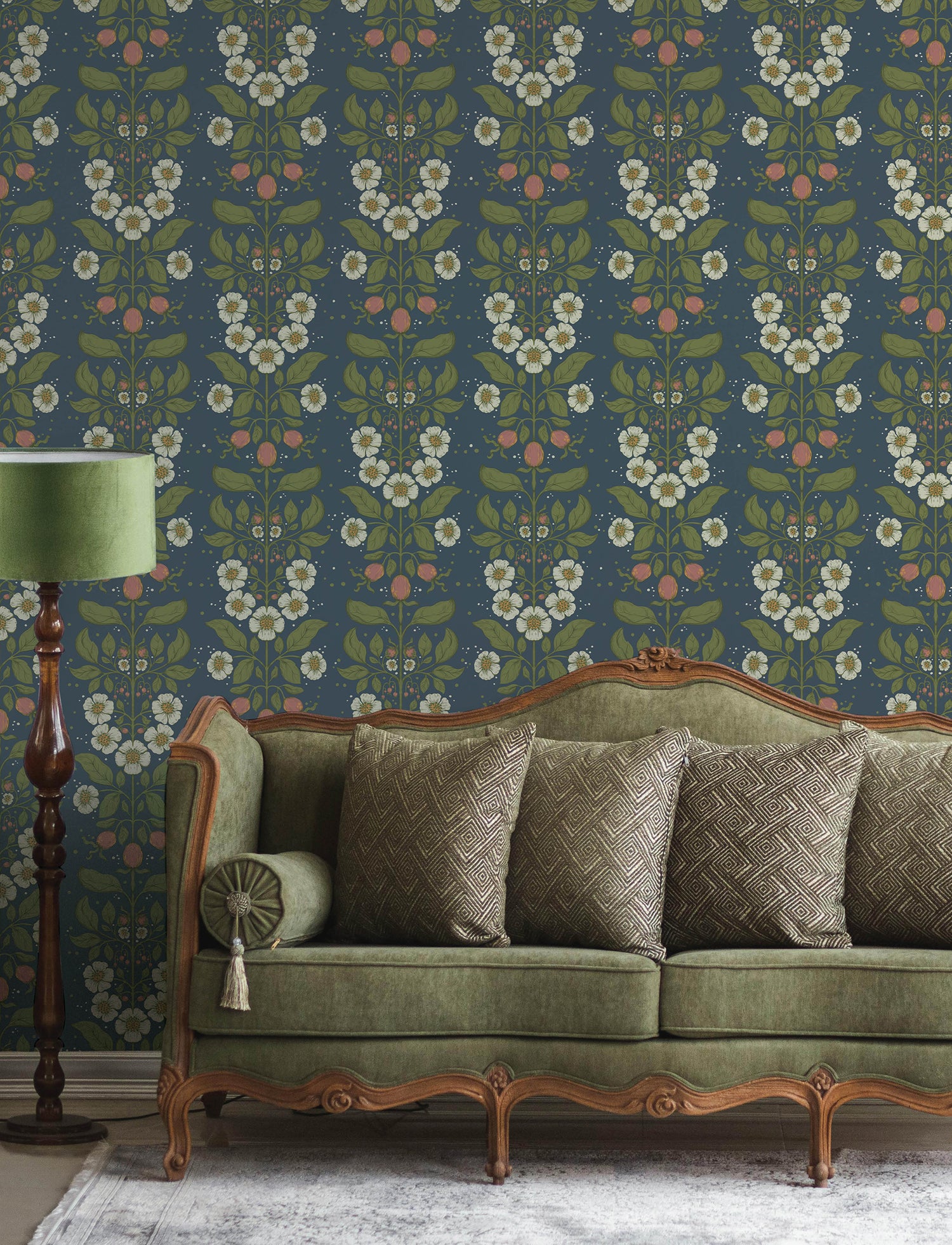 Rosa wallpaper in navy color - pattern number 4201-48013 - by A Street Prints in the Savanna collection