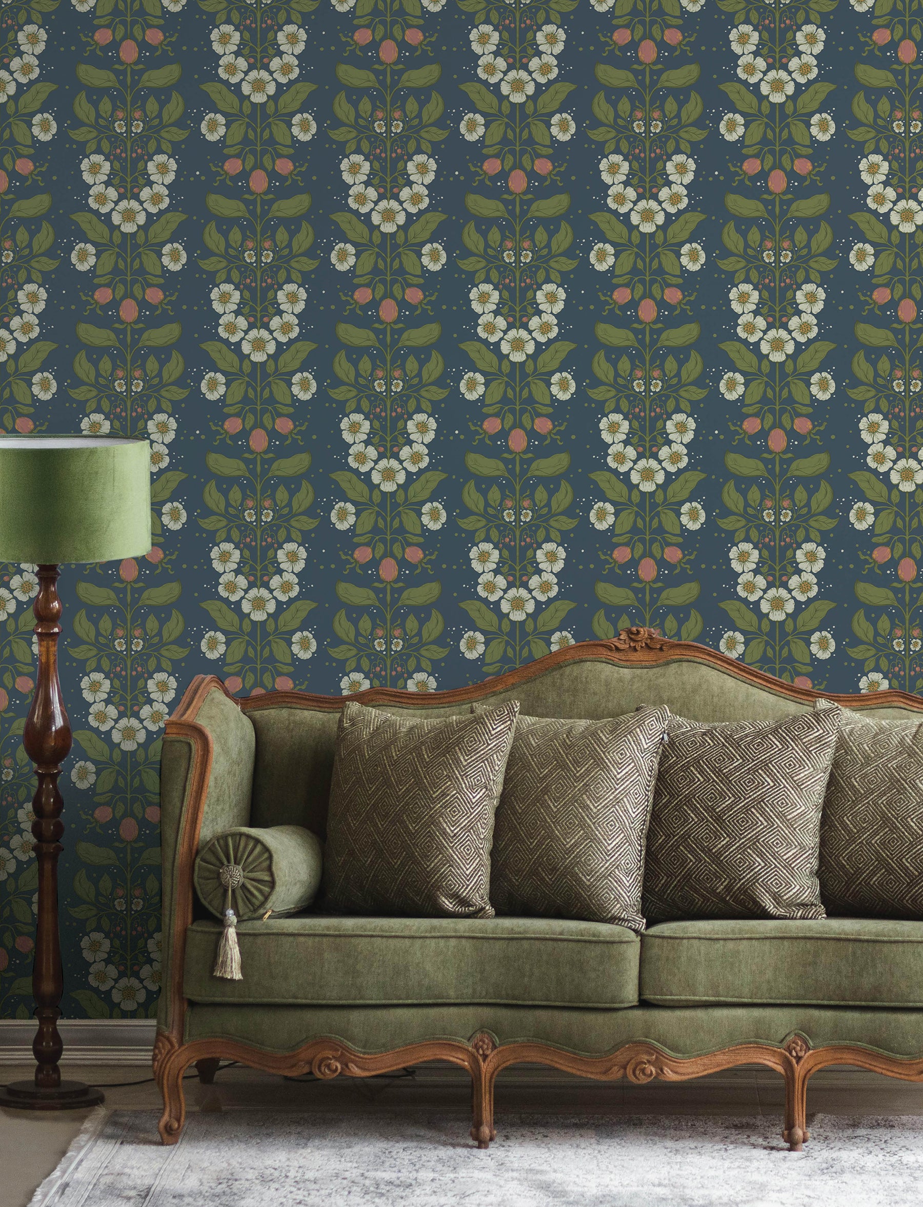 Rosa wallpaper in navy color - pattern number 4201-48013 - by A Street Prints in the Savanna collection