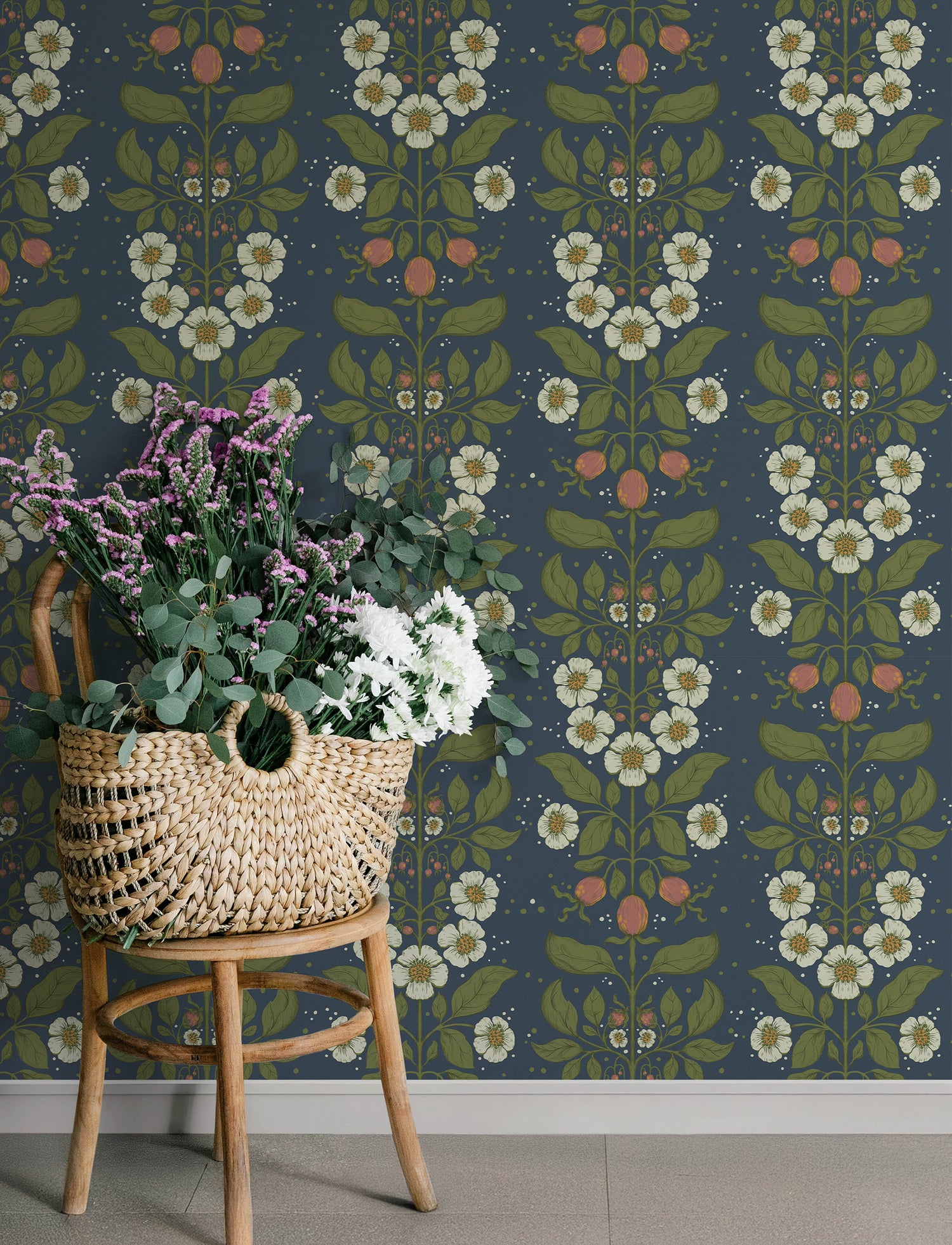 Rosa wallpaper in navy color - pattern number 4201-48013 - by A Street Prints in the Savanna collection