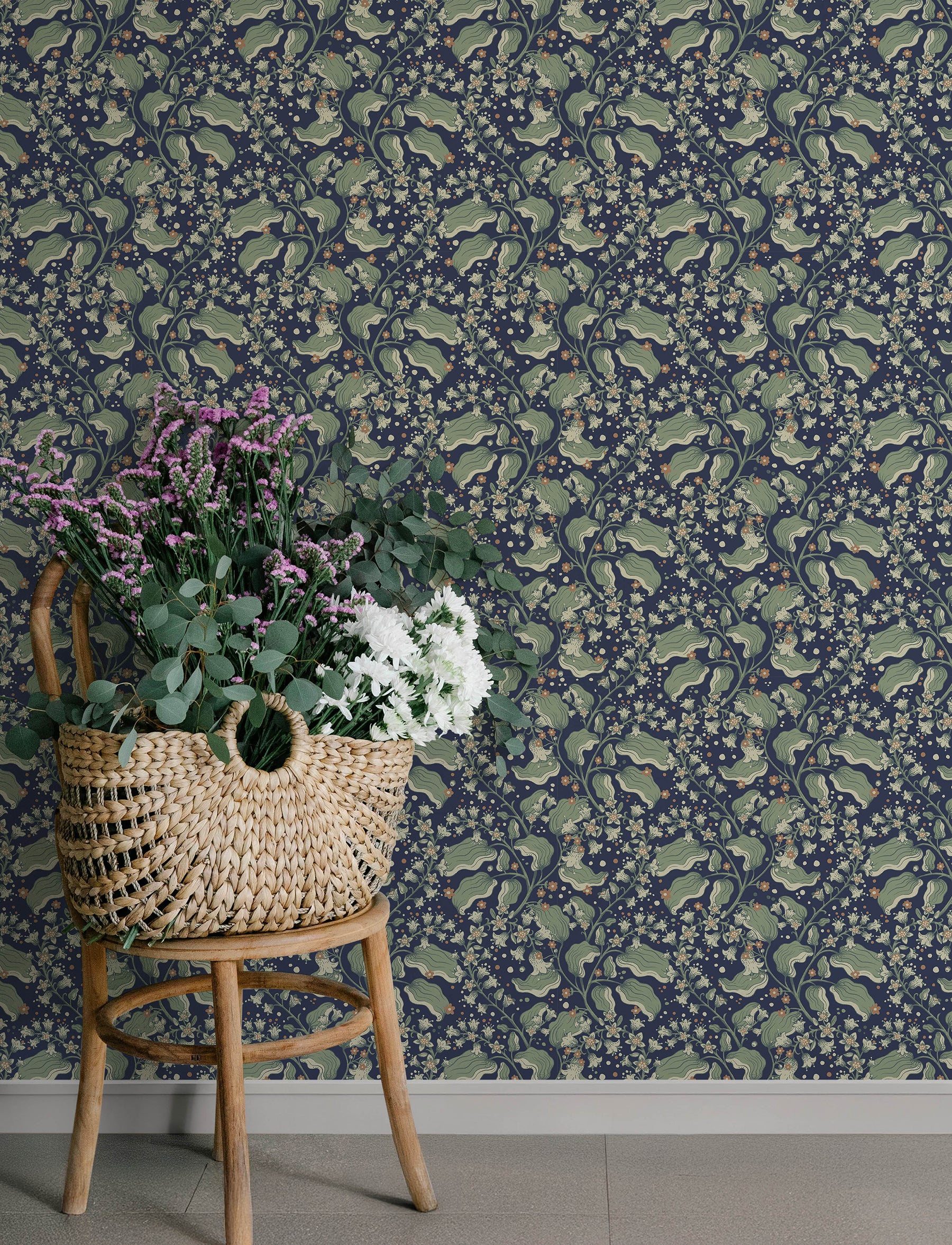 Syren wallpaper in navy color - pattern number 4201-48027 - by A Street Prints in the Savanna collection
