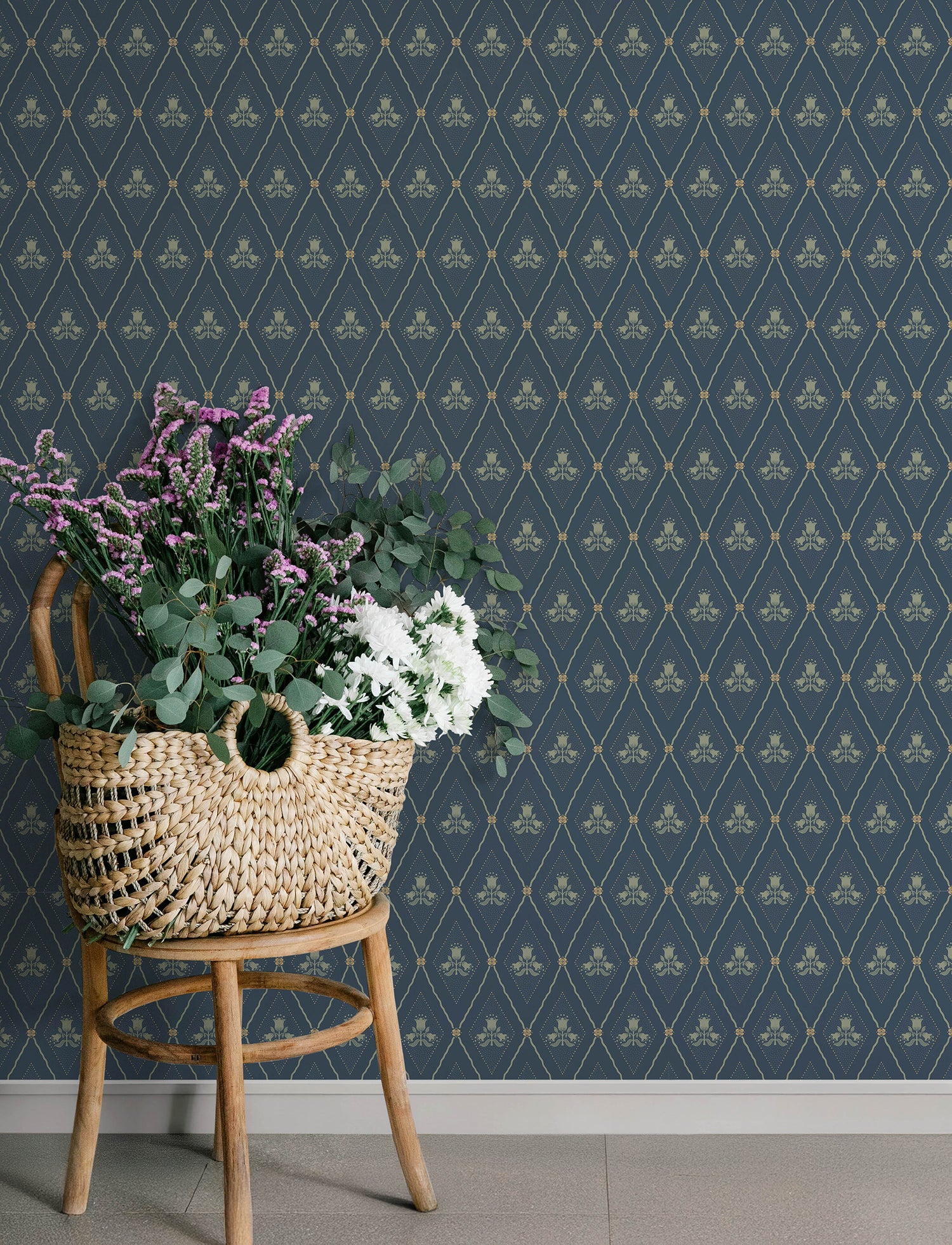 Alma wallpaper in navy color - pattern number 4201-48033 - by A Street Prints in the Savanna collection