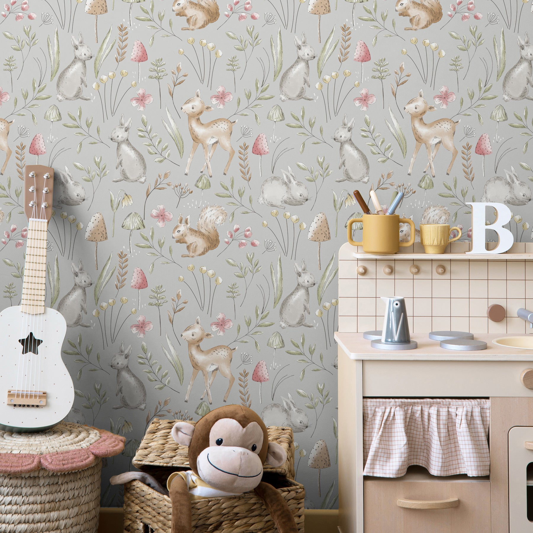 Forest Animals wallpaper in grey color - pattern number 4203-27546 - by Advantage in the A World of Imagination collection