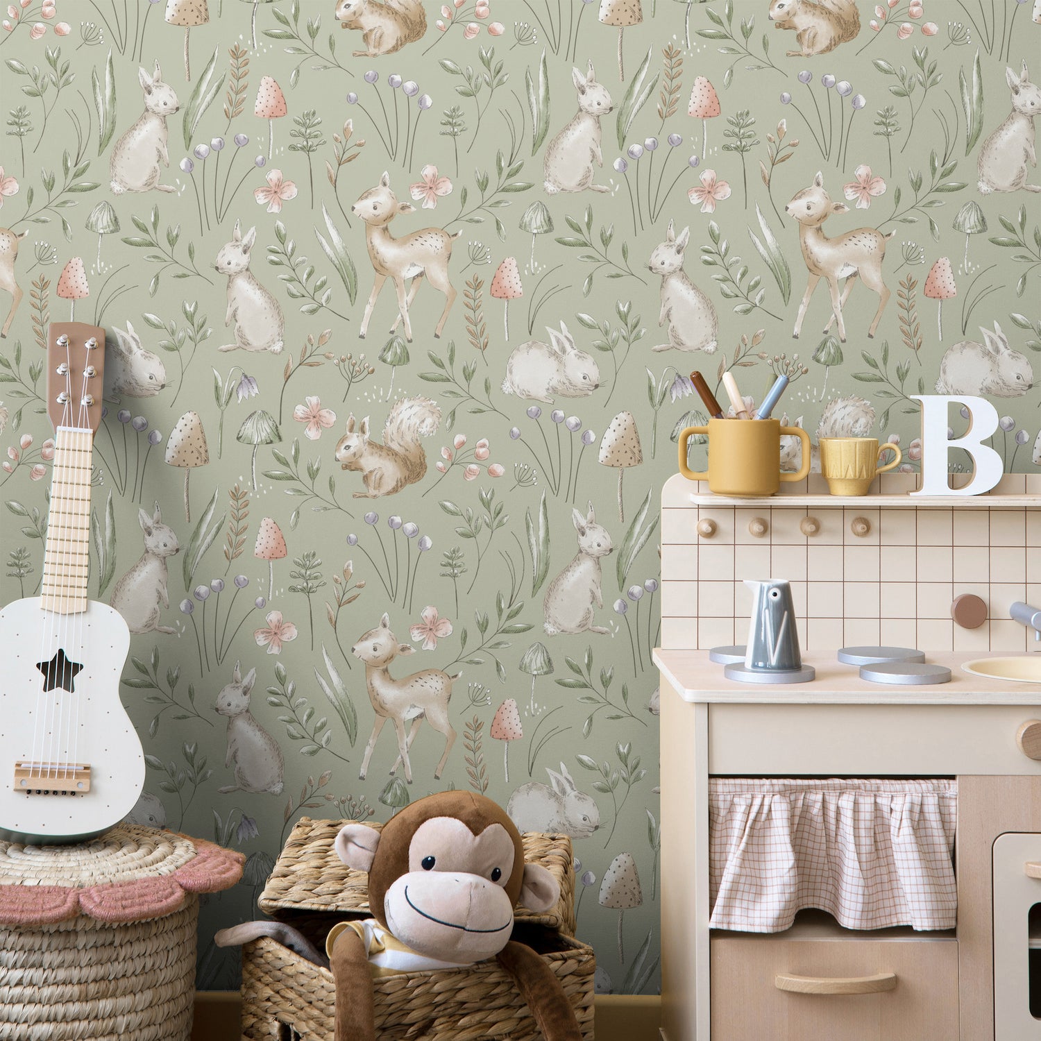 Forest Animals wallpaper in sage color - pattern number 4203-27547 - by Advantage in the A World of Imagination collection