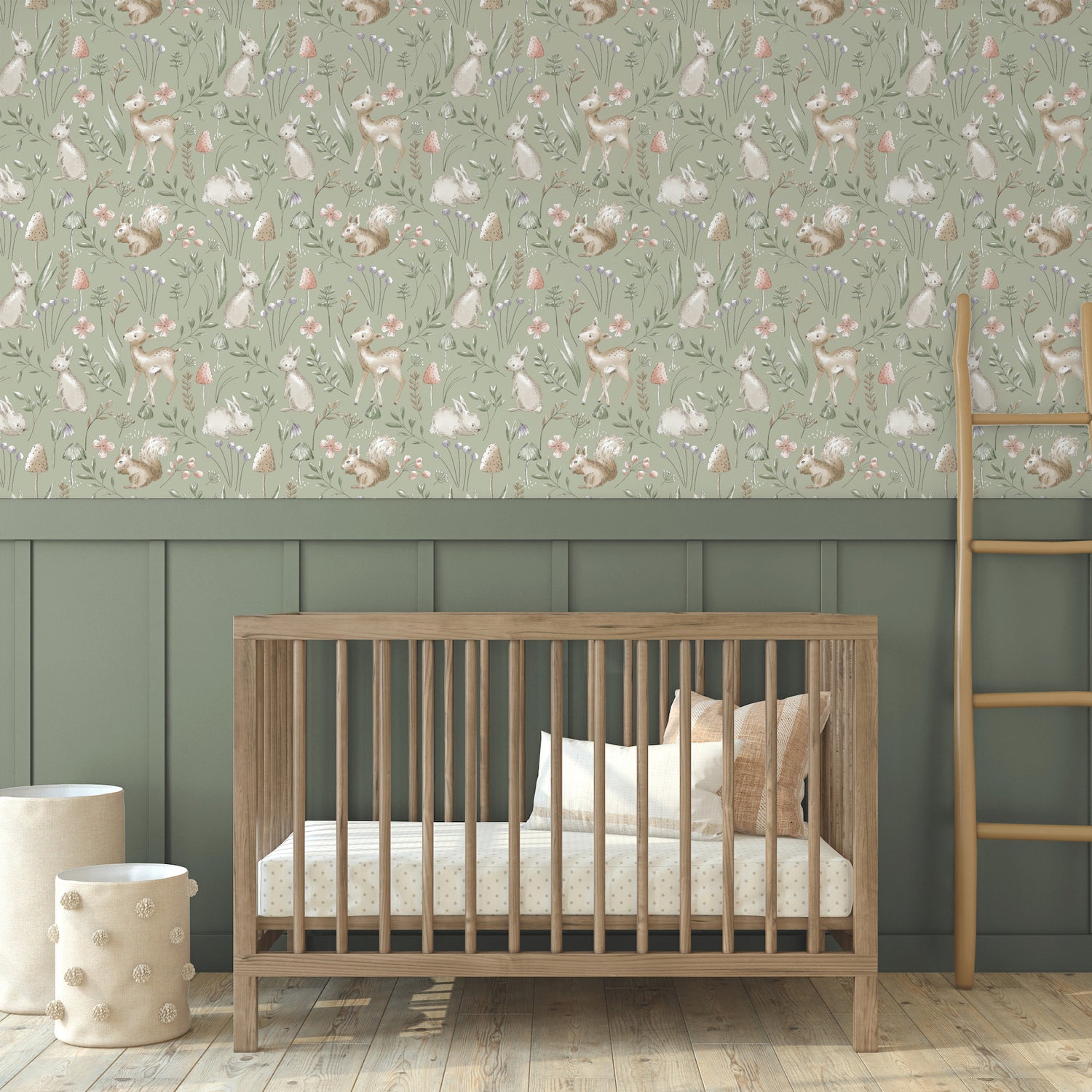 Forest Animals wallpaper in sage color - pattern number 4203-27547 - by Advantage in the A World of Imagination collection