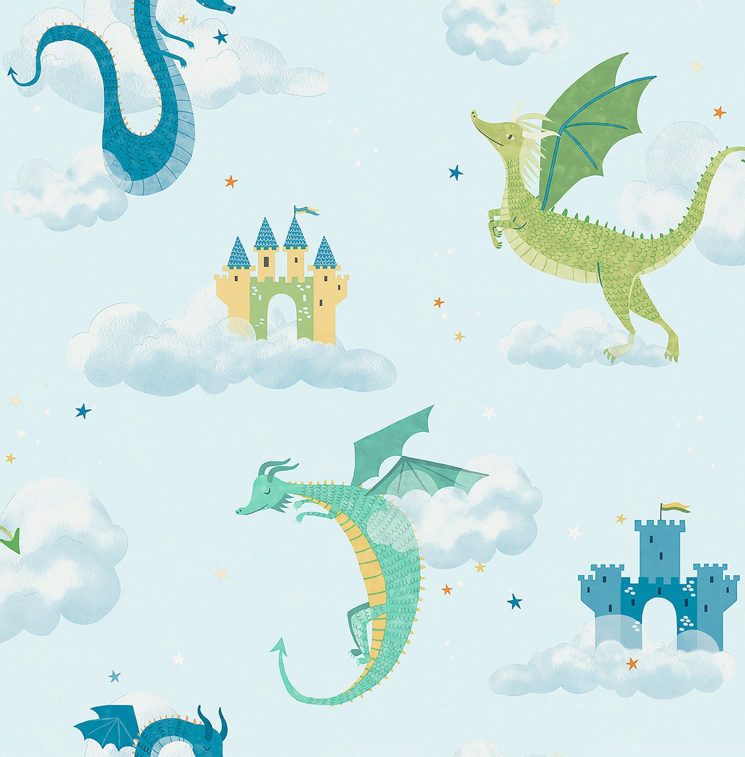 Magical Dragons wallpaper in blue color - pattern number 4203-27550 - by Advantage in the A World of Imagination collection