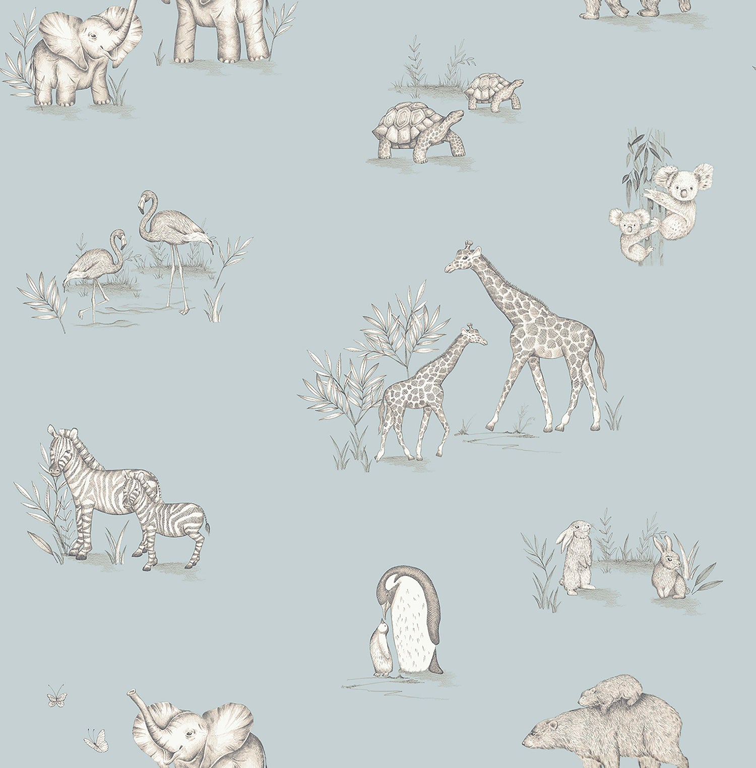 Safari Babies wallpaper in blue color - pattern number 4203-27551 - by Advantage in the A World of Imagination collection