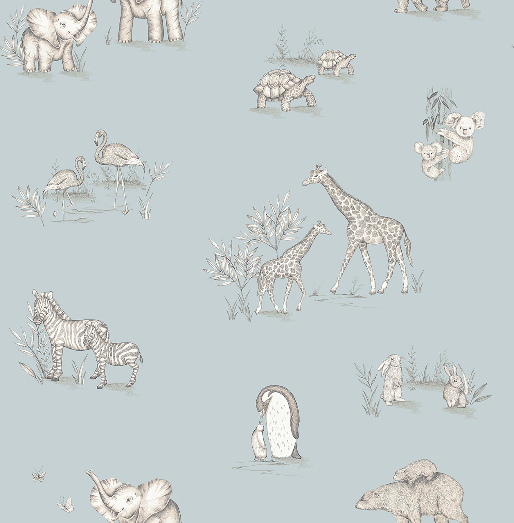 Safari Babies wallpaper in blue color - pattern number 4203-27551 - by Advantage in the A World of Imagination collection