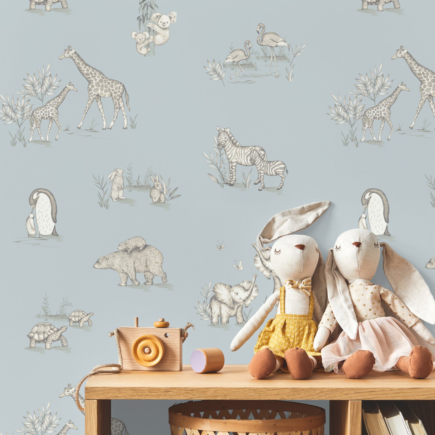 Safari Babies wallpaper in blue color - pattern number 4203-27551 - by Advantage in the A World of Imagination collection