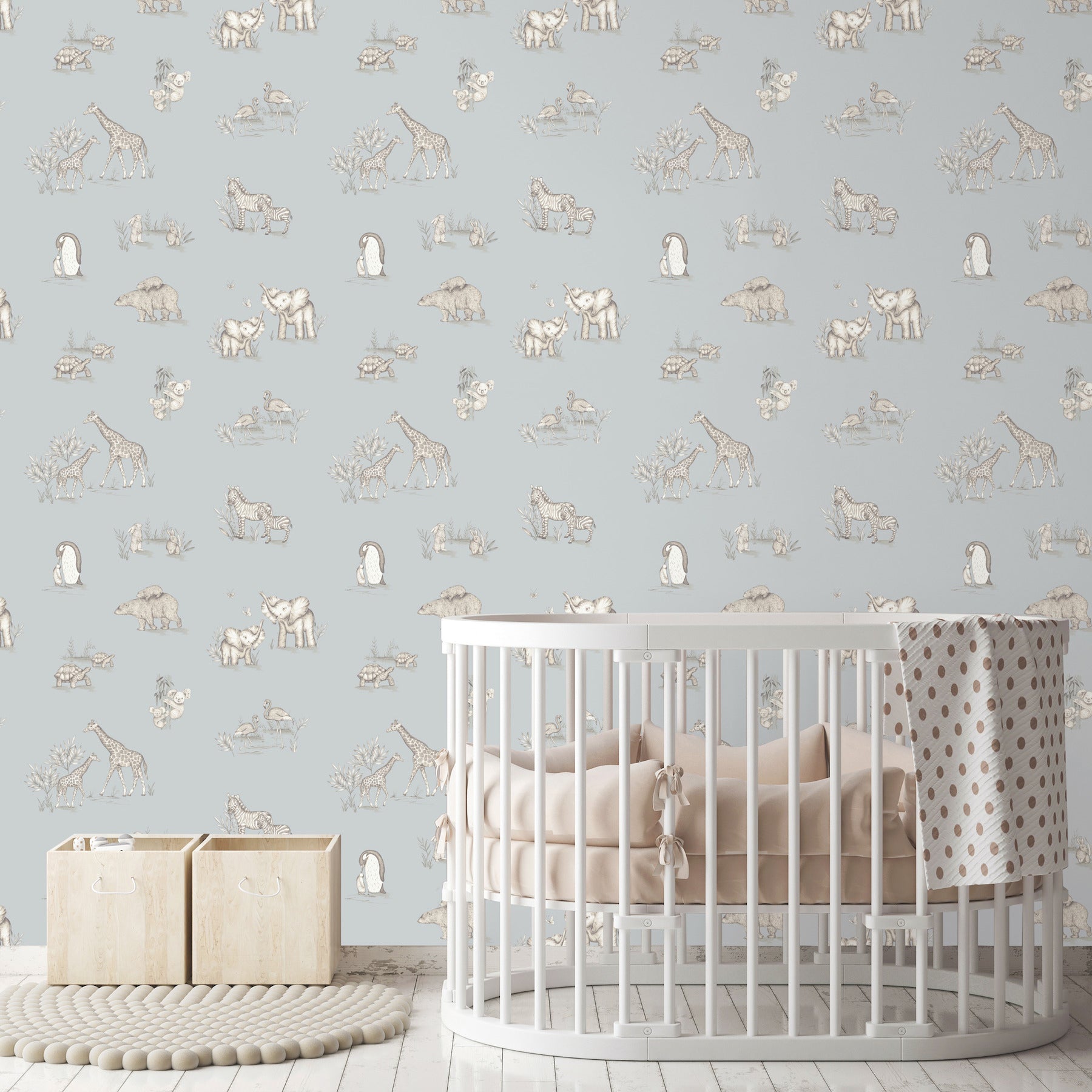 Safari Babies wallpaper in blue color - pattern number 4203-27551 - by Advantage in the A World of Imagination collection