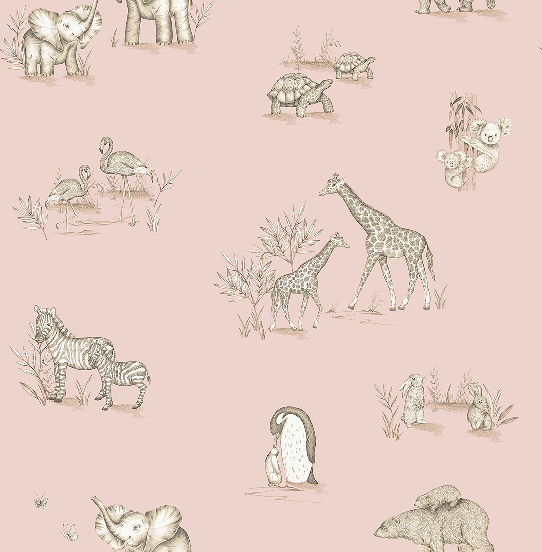 Safari Babies wallpaper in pink color - pattern number 4203-27552 - by Advantage in the A World of Imagination collection