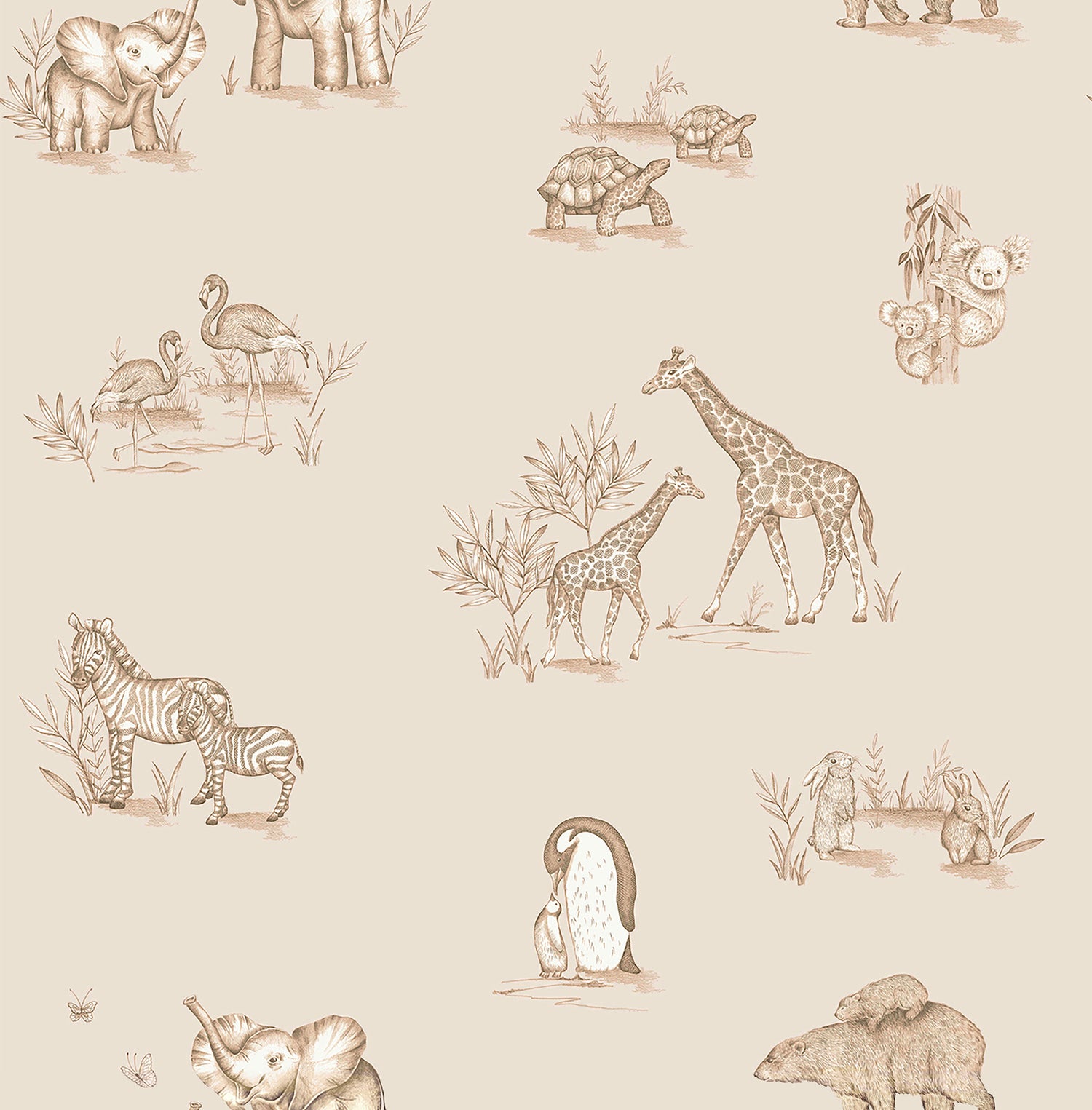 Safari Babies wallpaper in beige color - pattern number 4203-27553 - by Advantage in the A World of Imagination collection