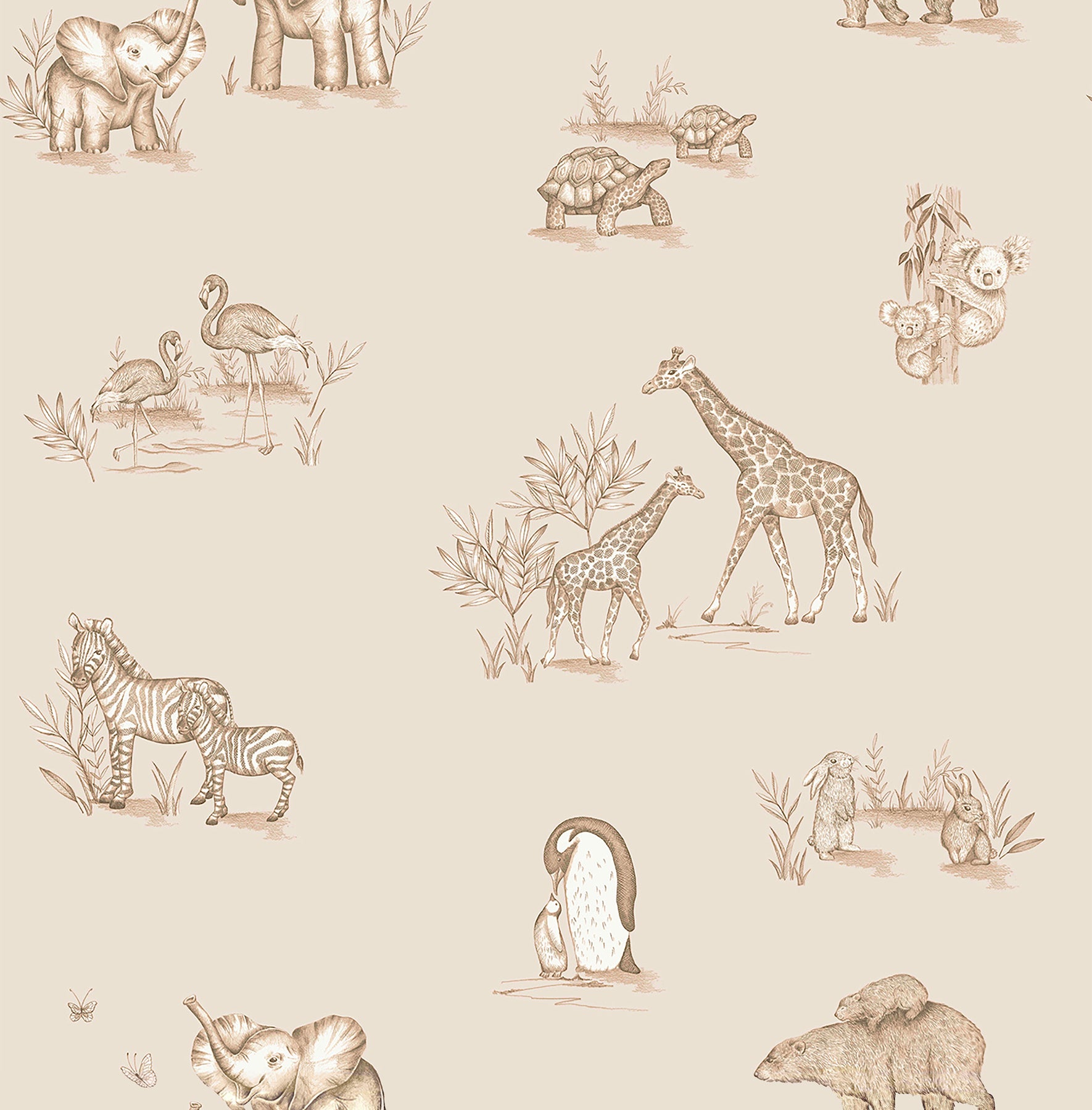 Safari Babies wallpaper in beige color - pattern number 4203-27553 - by Advantage in the A World of Imagination collection