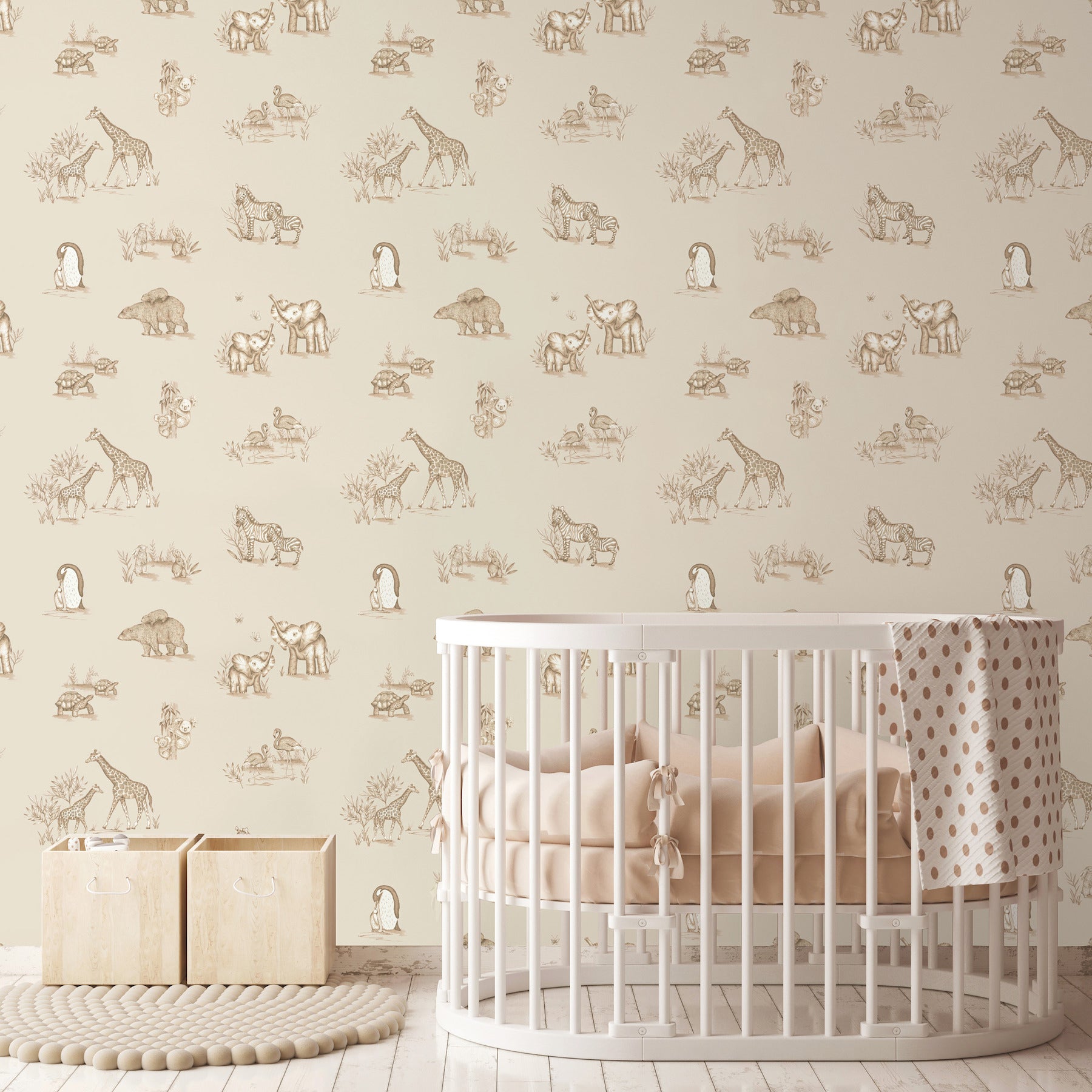 Safari Babies wallpaper in beige color - pattern number 4203-27553 - by Advantage in the A World of Imagination collection