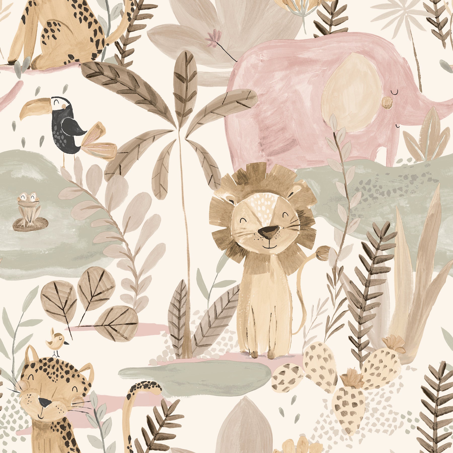 In The Jungle wallpaper in pink color - pattern number 4203-27557 - by Advantage in the A World of Imagination collection