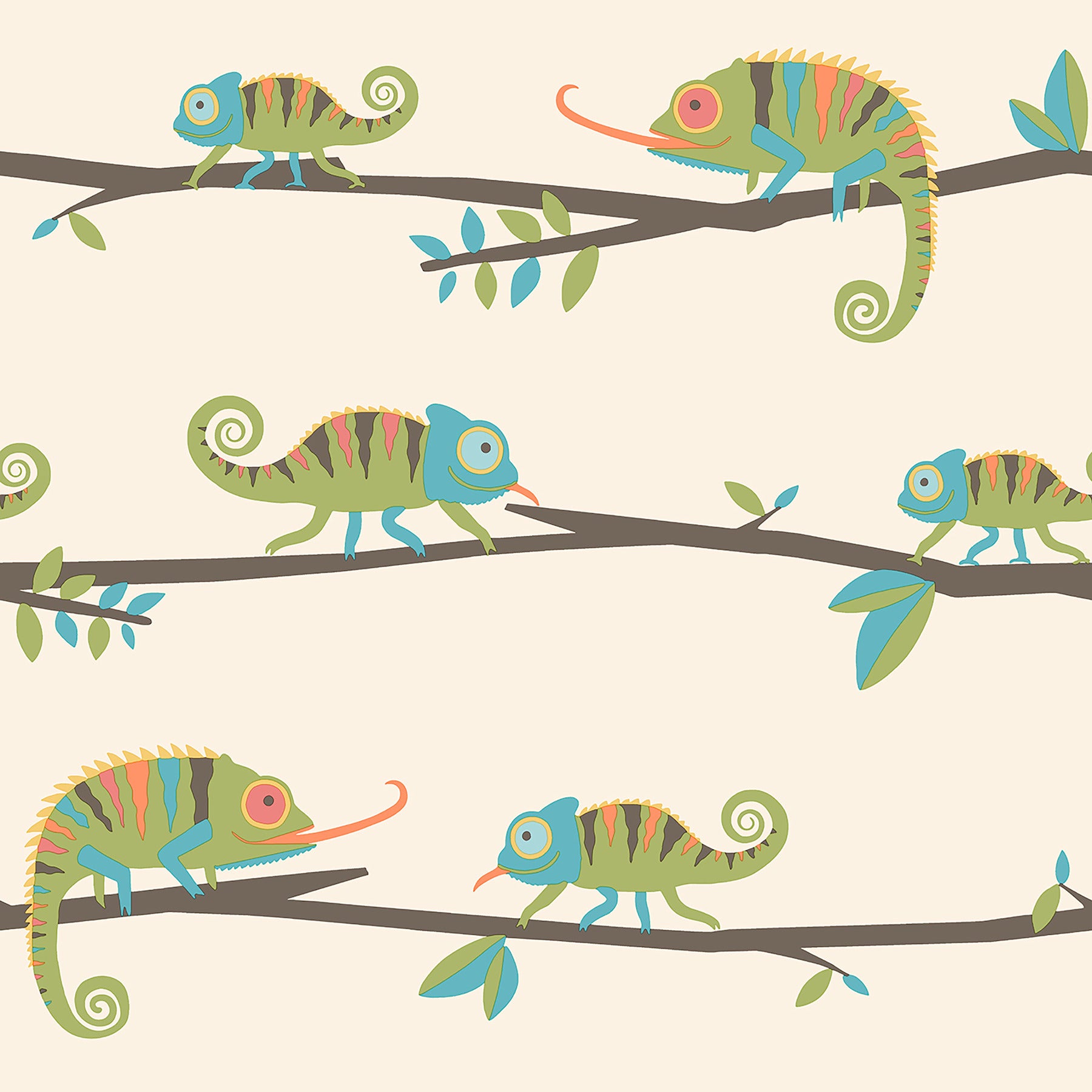 Chameleon Family wallpaper in green color - pattern number 4203-27559 - by Advantage in the A World of Imagination collection