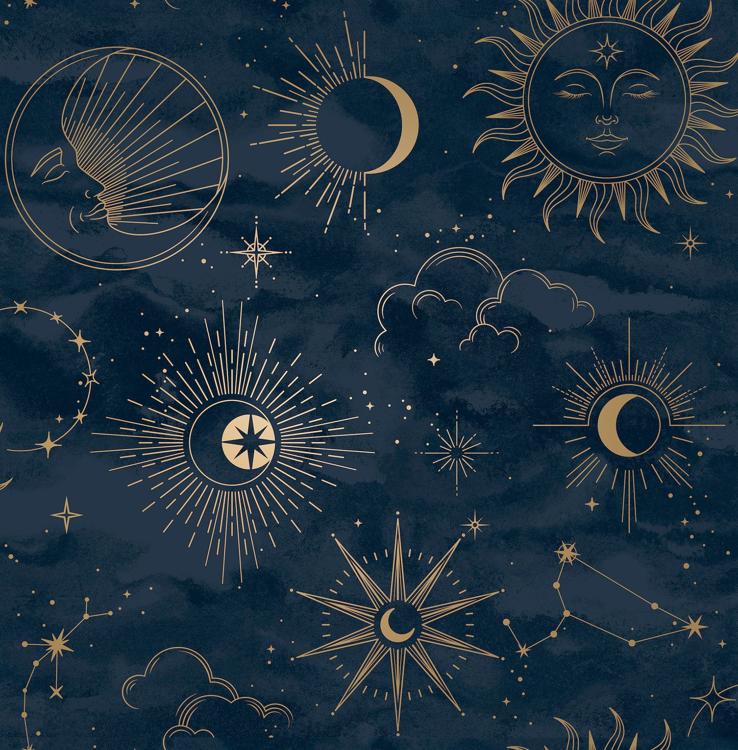 Mystic wallpaper in navy color - pattern number 4203-27587 - by Advantage in the A World of Imagination collection