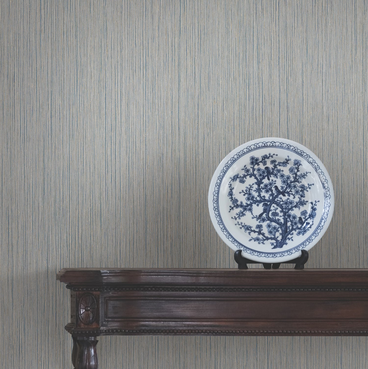 Atticus Wallpaper in navy color - pattern number 4211-83501 - by Ronald Redding in the Private Reserve collection