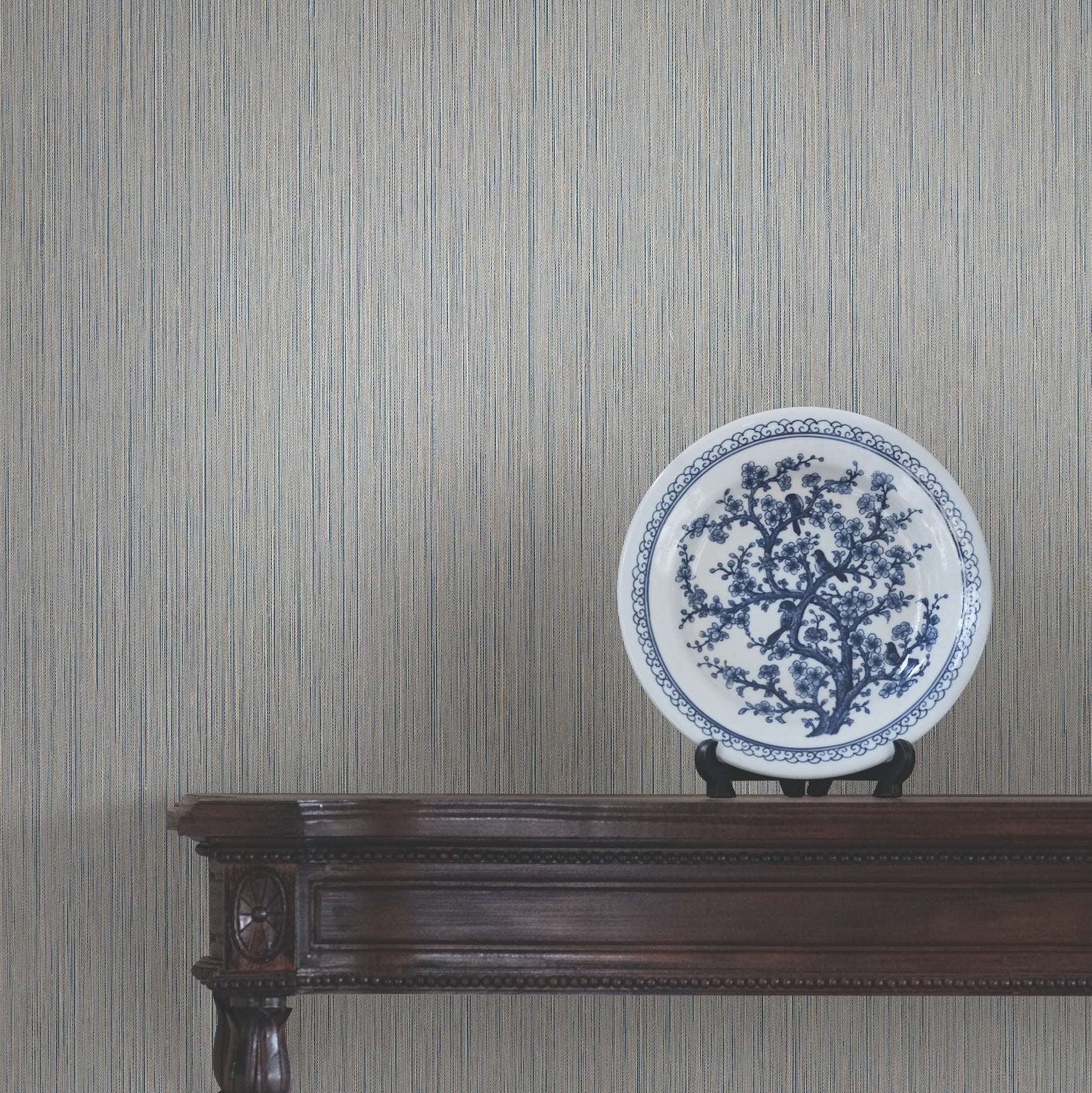 Atticus Wallpaper in navy color - pattern number 4211-83501 - by Ronald Redding in the Private Reserve collection