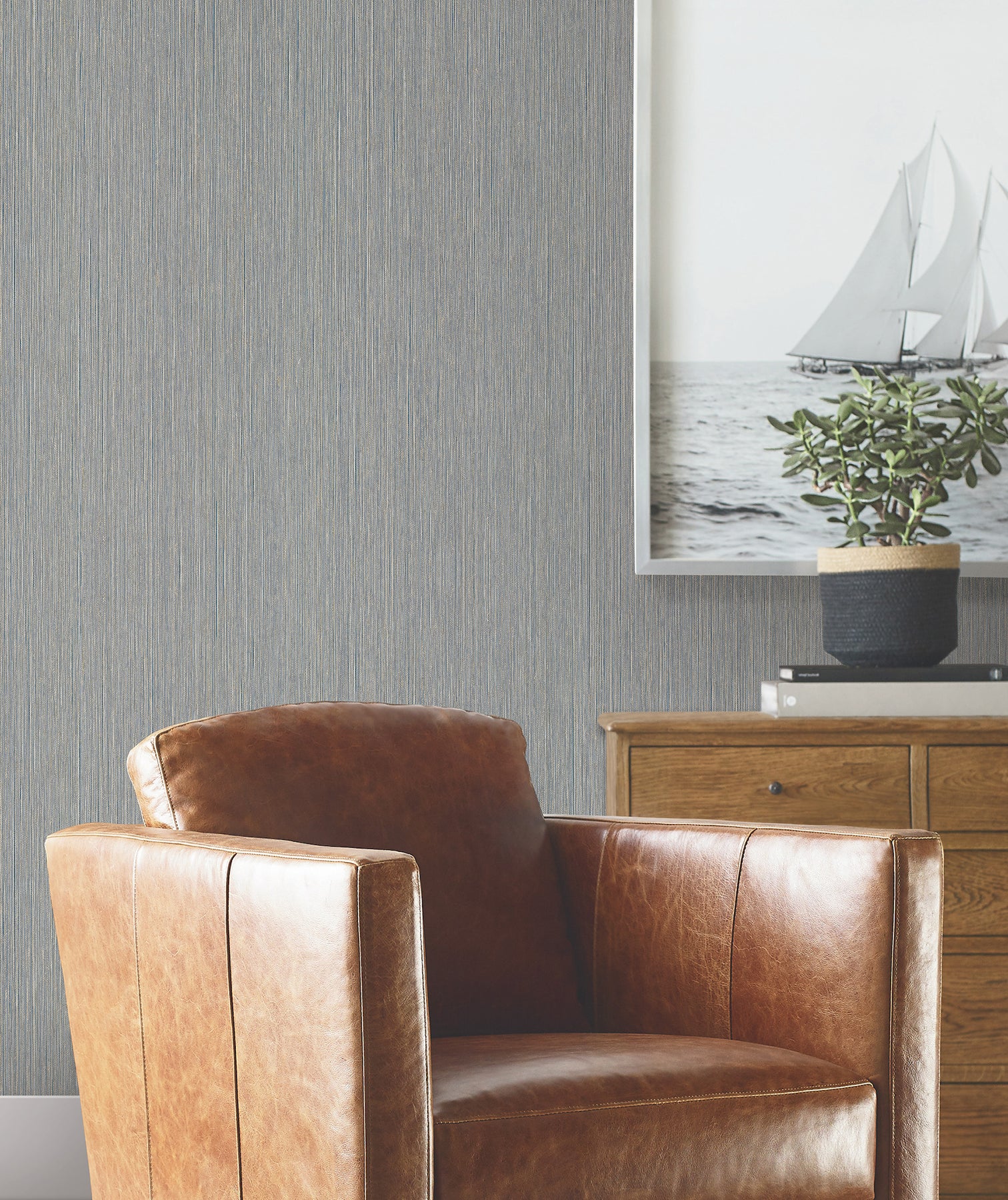 Atticus Wallpaper in navy color - pattern number 4211-83501 - by Ronald Redding in the Private Reserve collection
