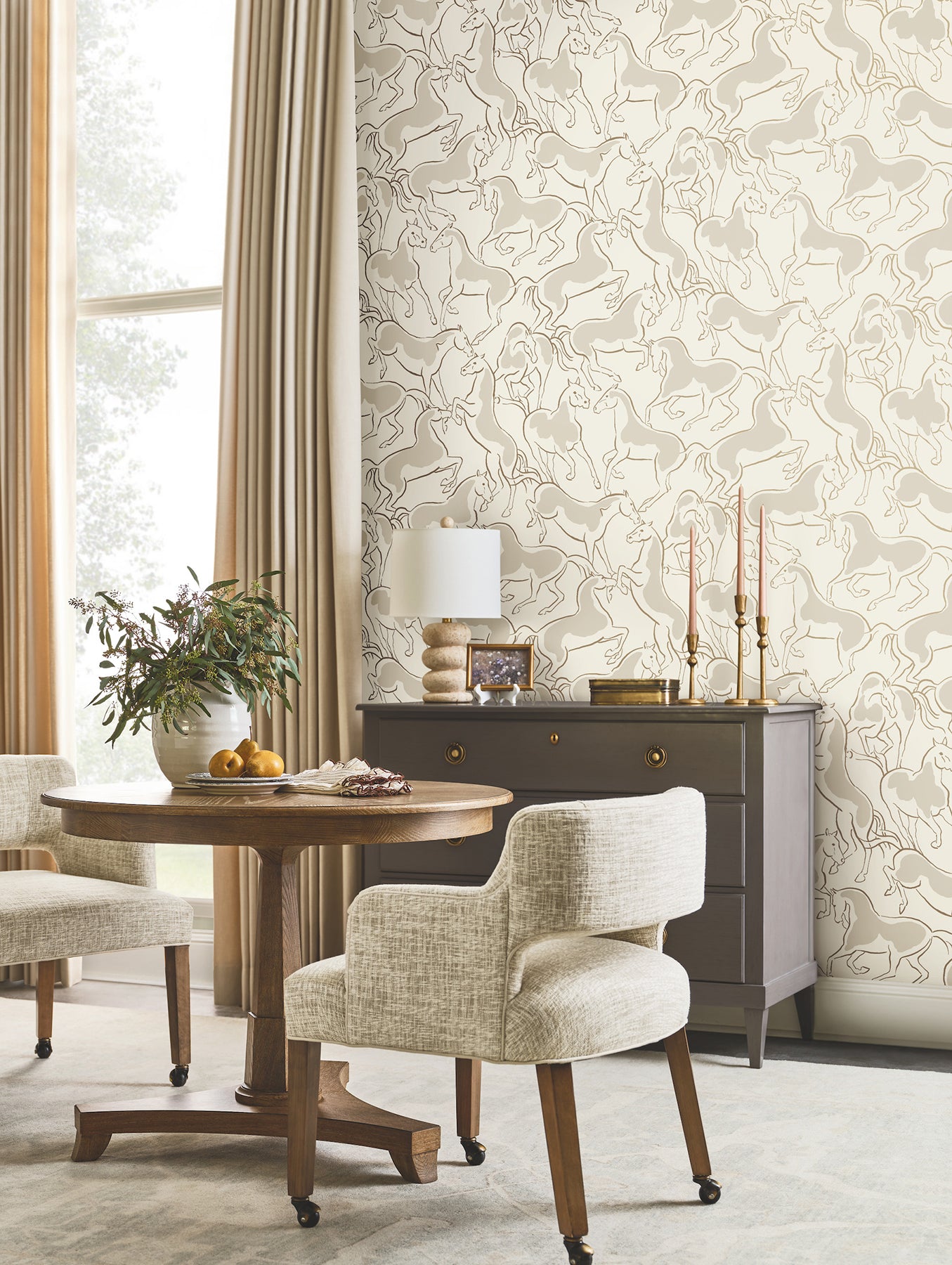 Dressage Wallpaper in beige color - pattern number 4211-83503 - by Ronald Redding in the Private Reserve collection