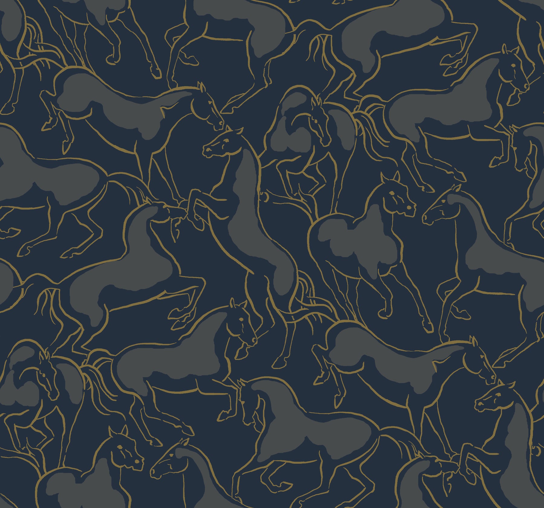 Dressage Wallpaper in navy color - pattern number 4211-83506 - by Ronald Redding in the Private Reserve collection
