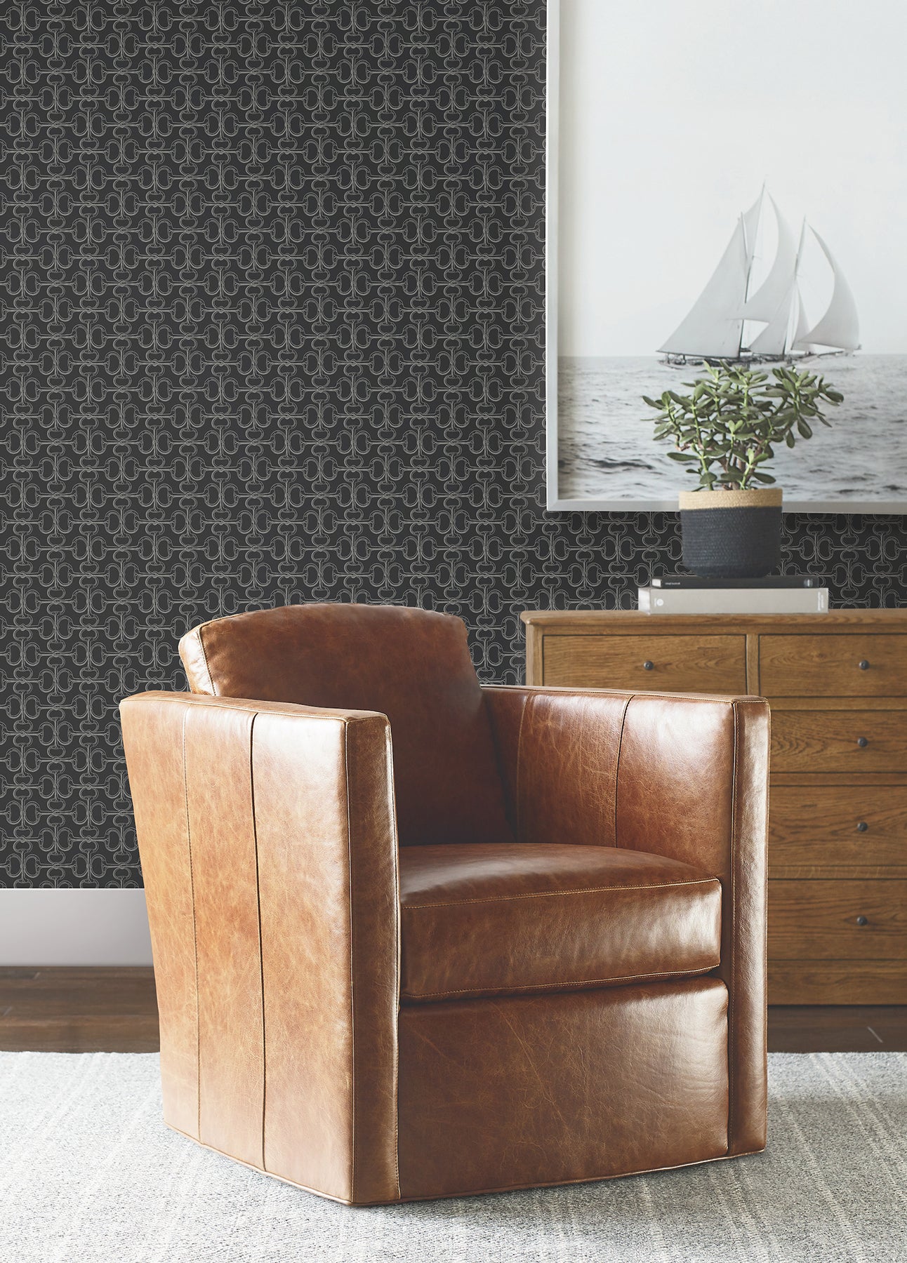 Polo Wallpaper in black color - pattern number 4211-83510 - by Ronald Redding in the Private Reserve collection