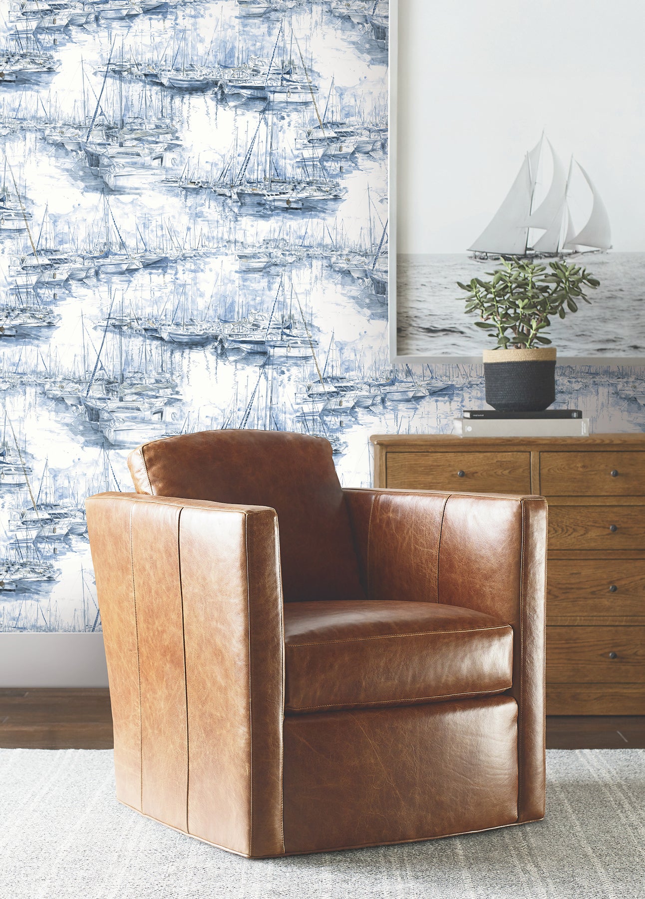 Yacht Club Wallpaper in blue color - pattern number 4211-83511 - by Ronald Redding in the Private Reserve collection
