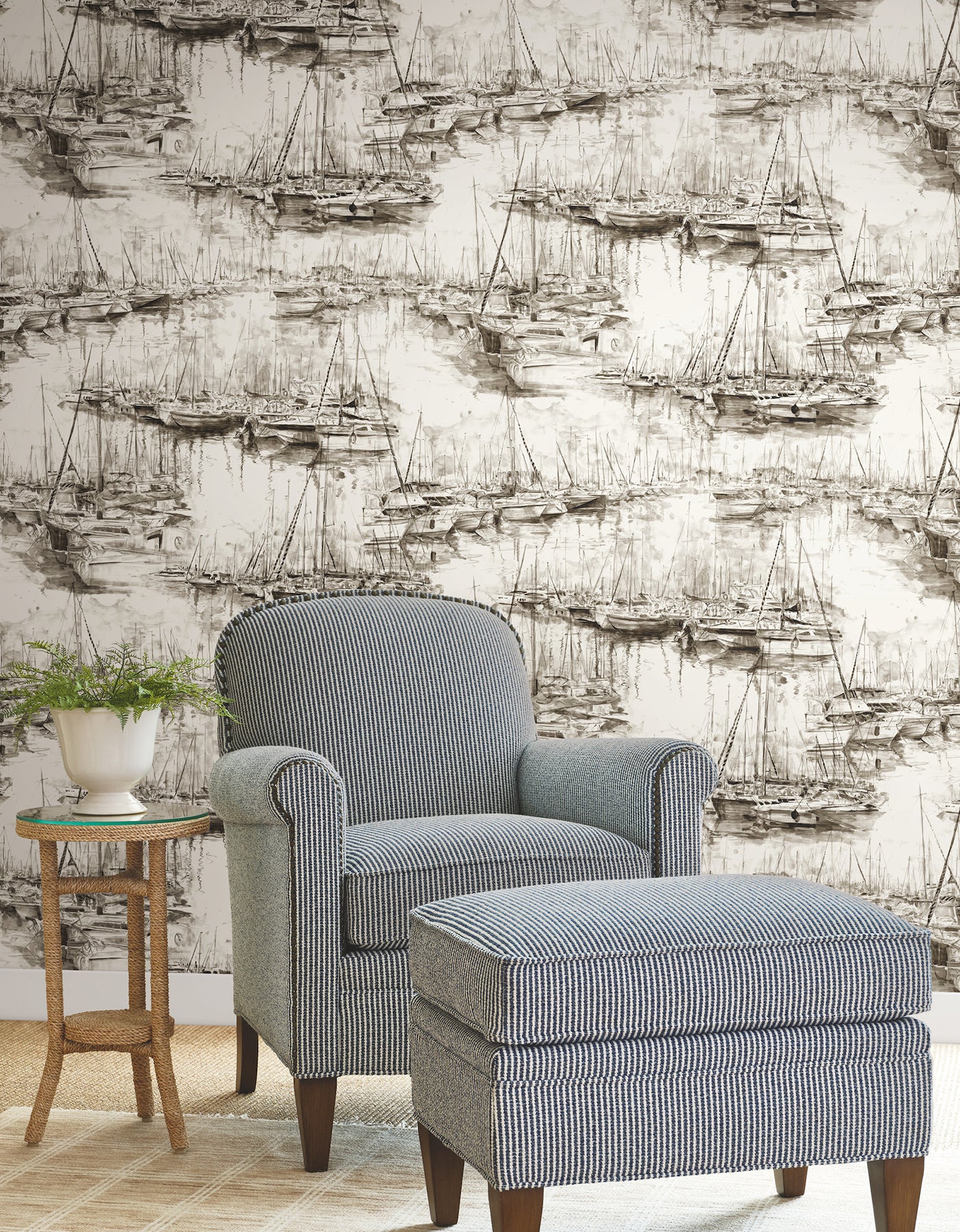 Yacht Club Wallpaper in taupe color - pattern number 4211-83512 - by Ronald Redding in the Private Reserve collection
