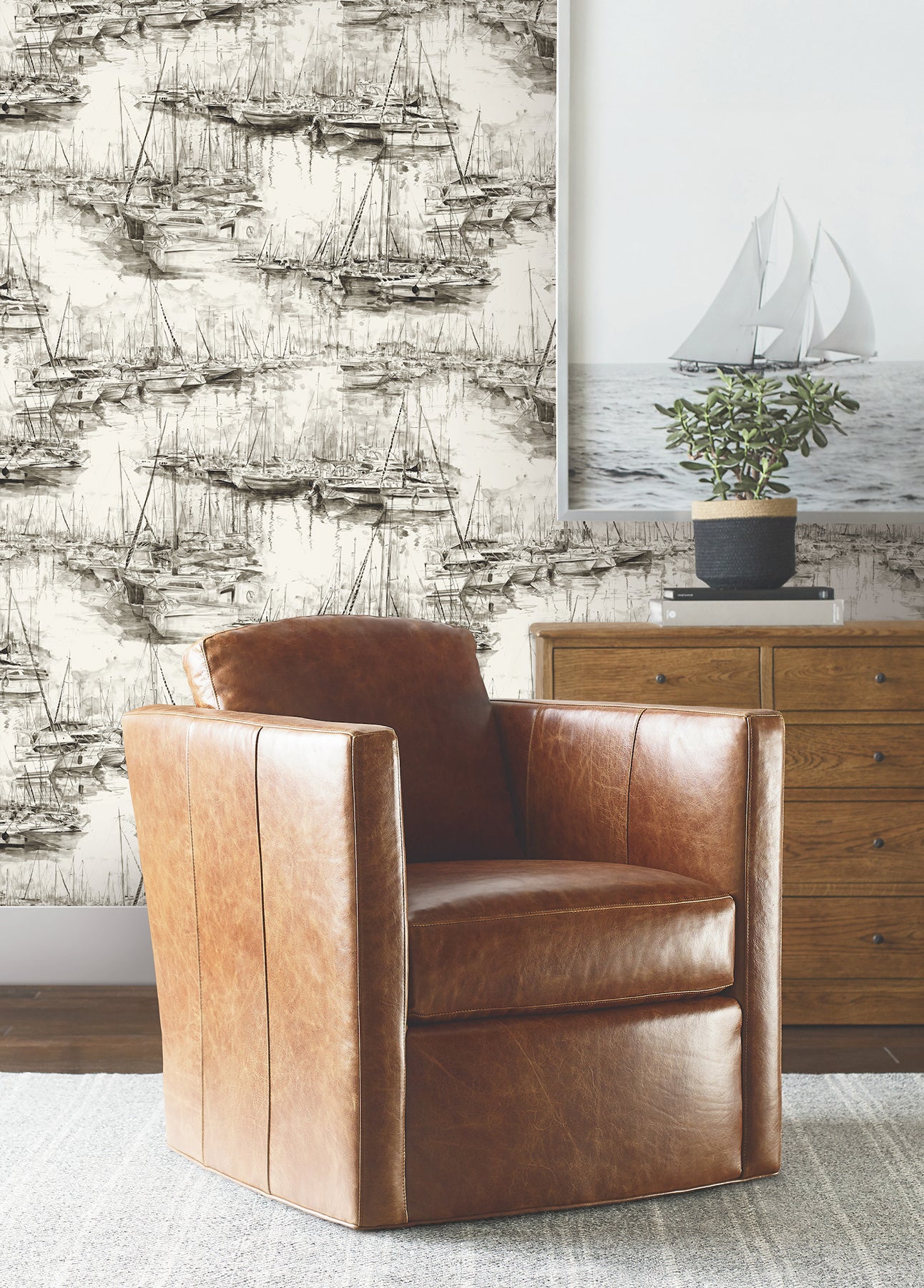 Yacht Club Wallpaper in taupe color - pattern number 4211-83512 - by Ronald Redding in the Private Reserve collection