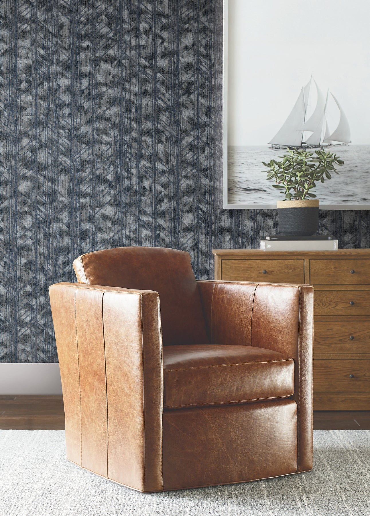 Winthrop Wallpaper in navy color - pattern number 4211-83523 - by Ronald Redding in the Private Reserve collection