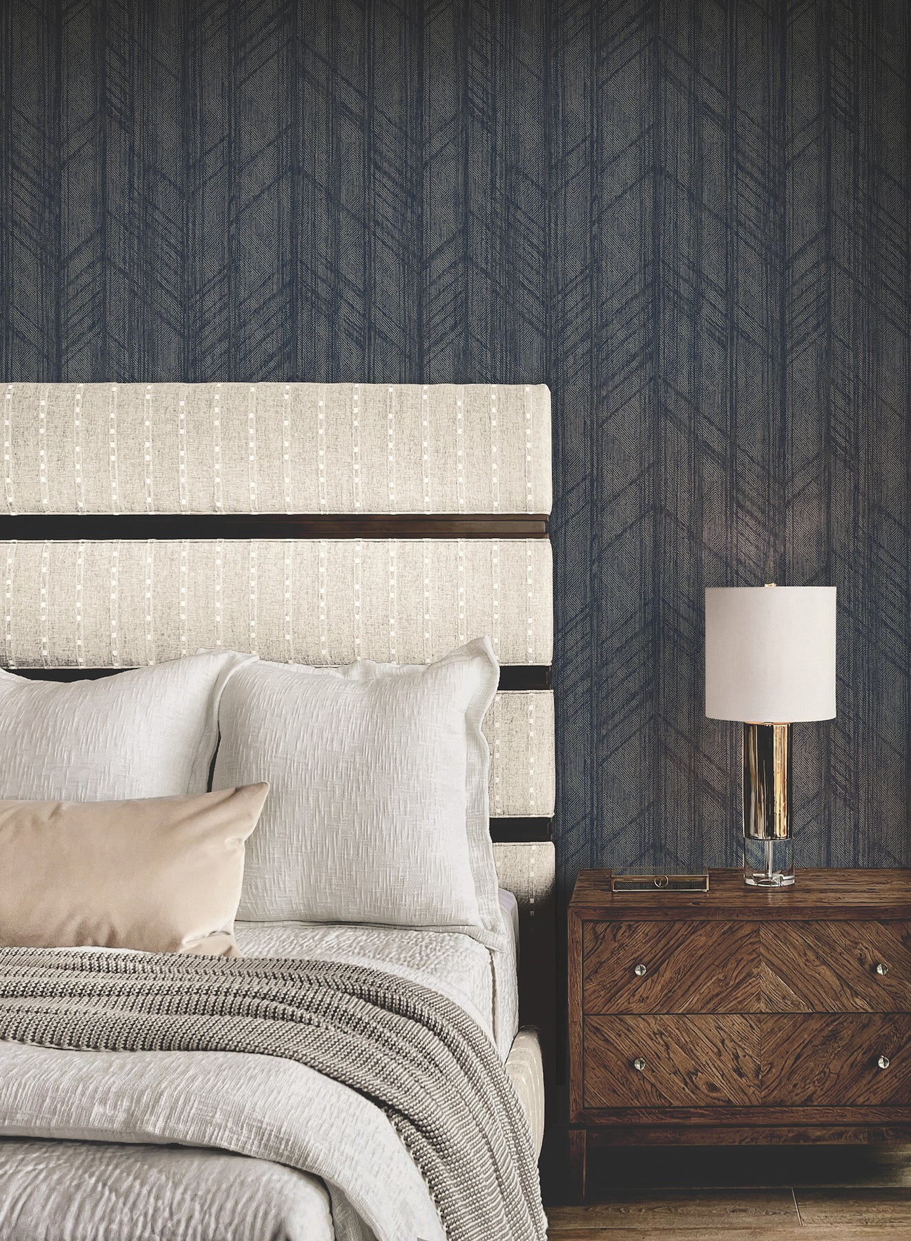 Winthrop Wallpaper in navy color - pattern number 4211-83523 - by Ronald Redding in the Private Reserve collection