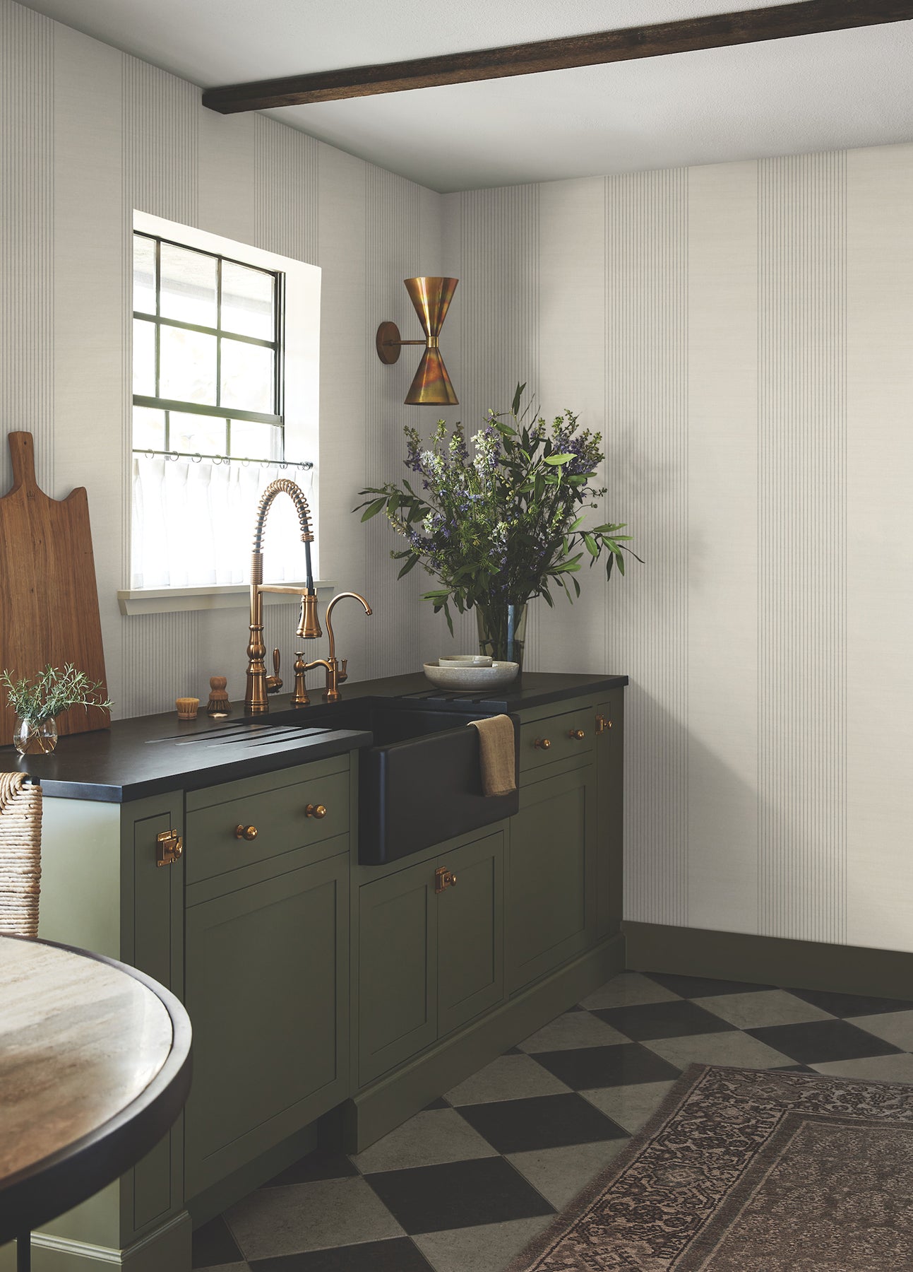 Archer Stripe Wallpaper in taupe color - pattern number 4211-83525 - by Ronald Redding in the Private Reserve collection