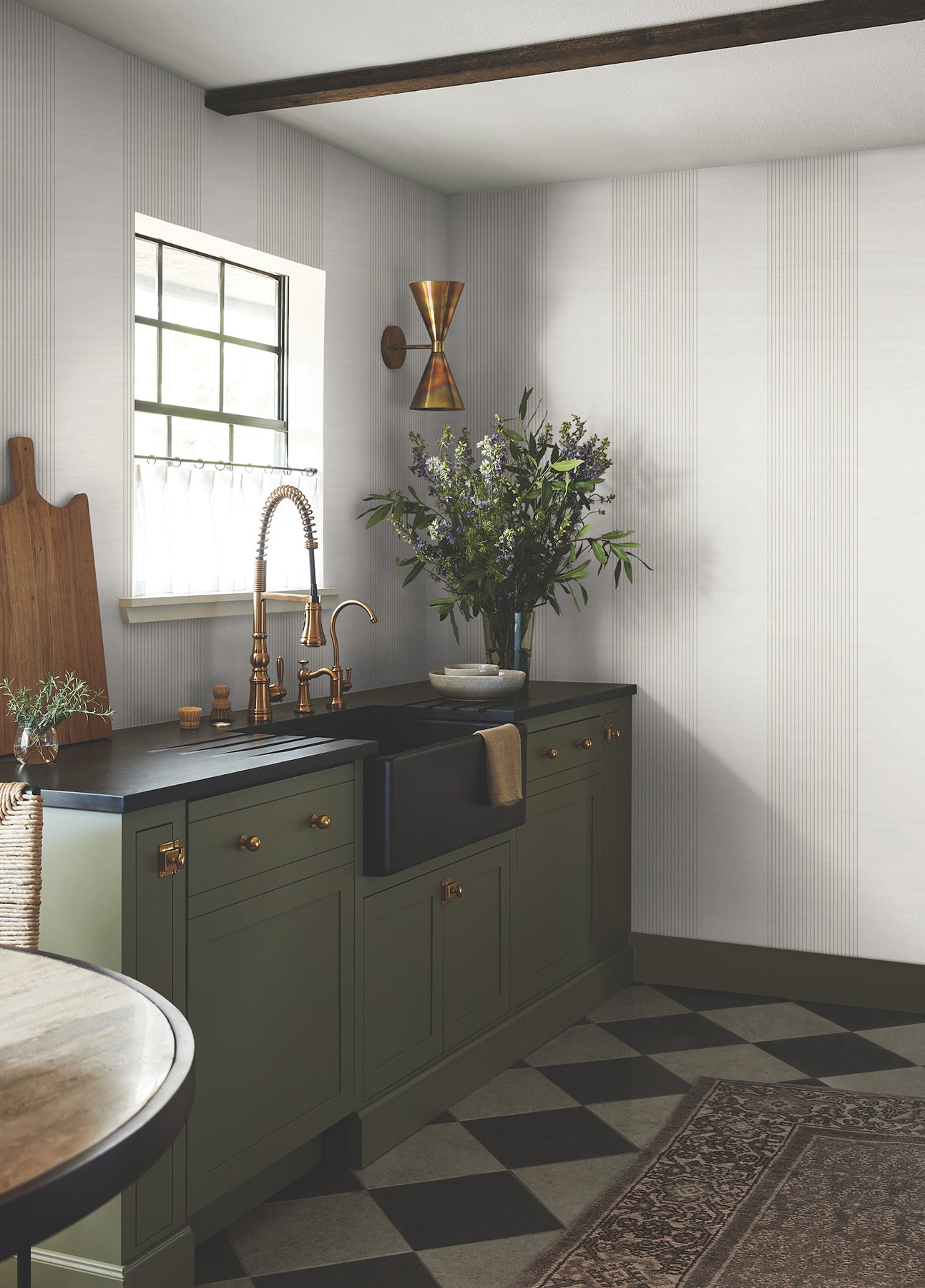 Archer Stripe Wallpaper in light grey color - pattern number 4211-83526 - by Ronald Redding in the Private Reserve collection