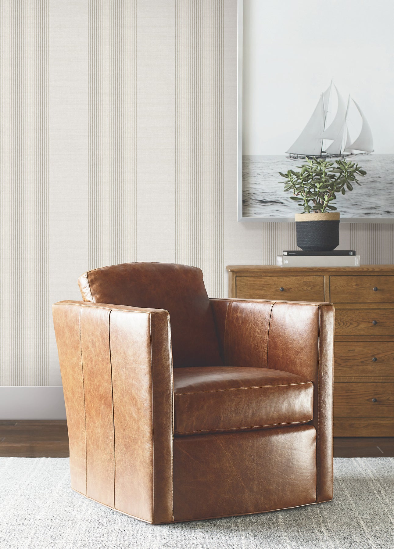 Archer Stripe Wallpaper in light grey color - pattern number 4211-83526 - by Ronald Redding in the Private Reserve collection