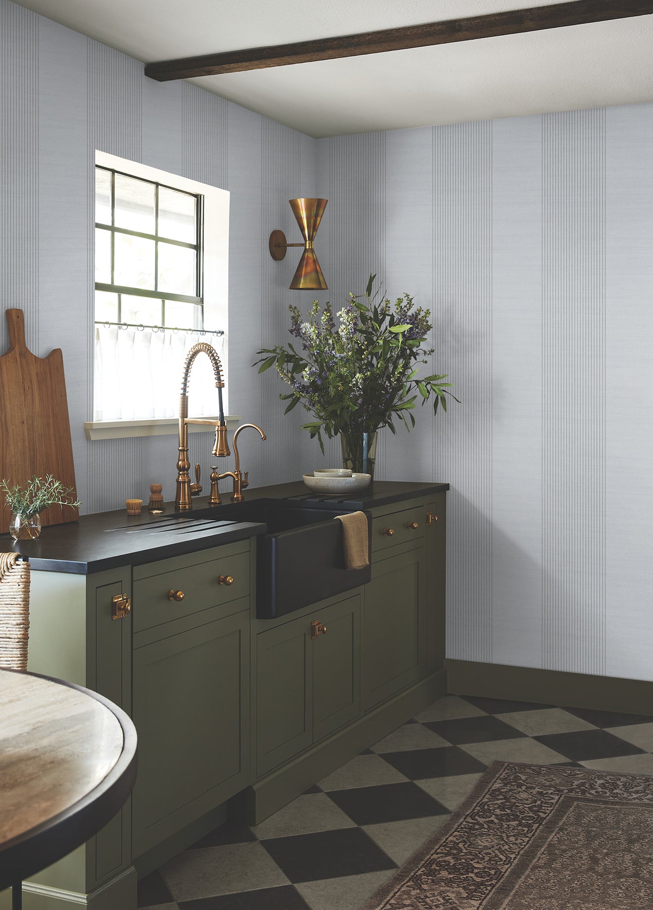 Archer Stripe Wallpaper in blue color - pattern number 4211-83528 - by Ronald Redding in the Private Reserve collection