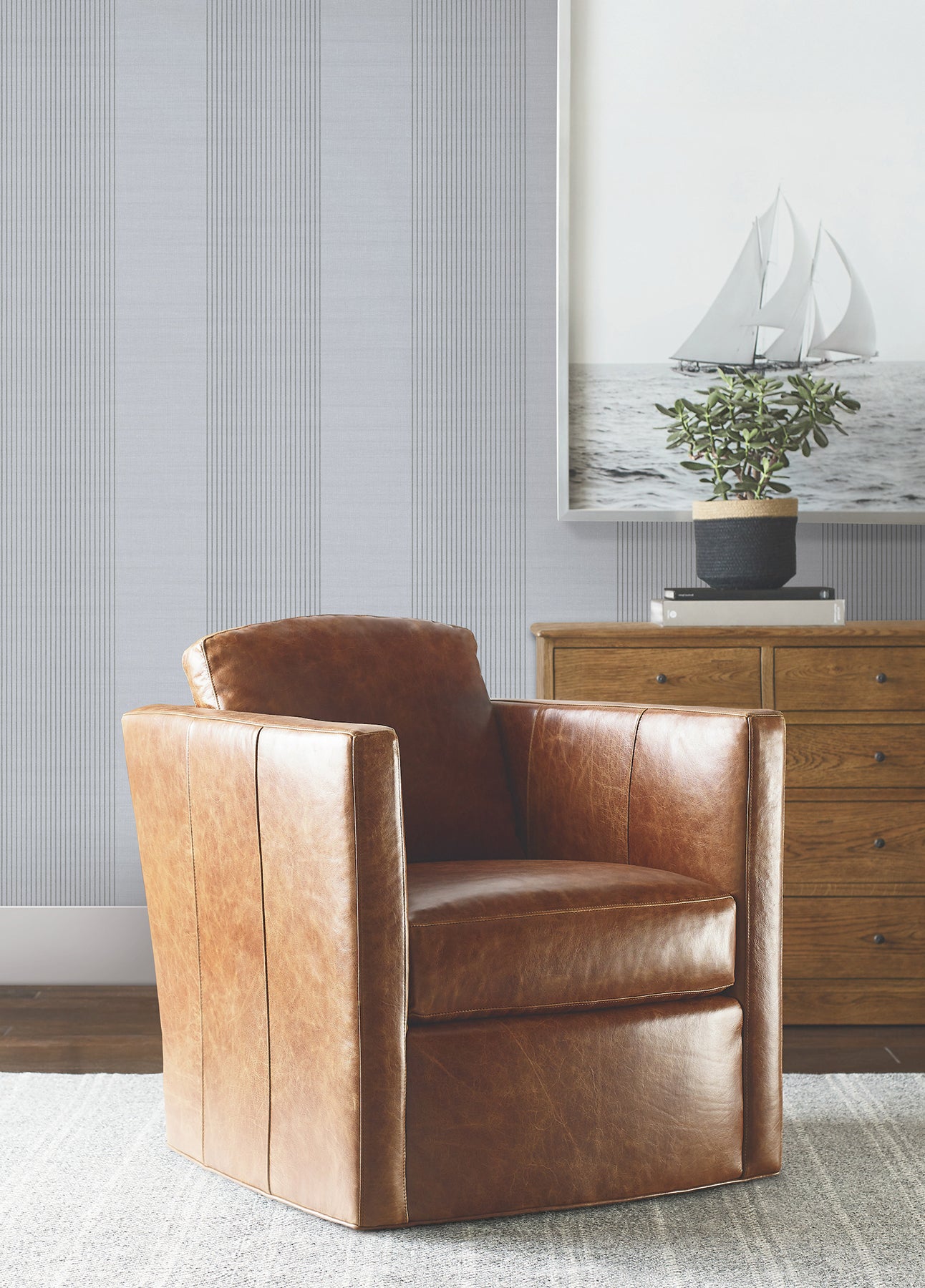 Archer Stripe Wallpaper in blue color - pattern number 4211-83528 - by Ronald Redding in the Private Reserve collection