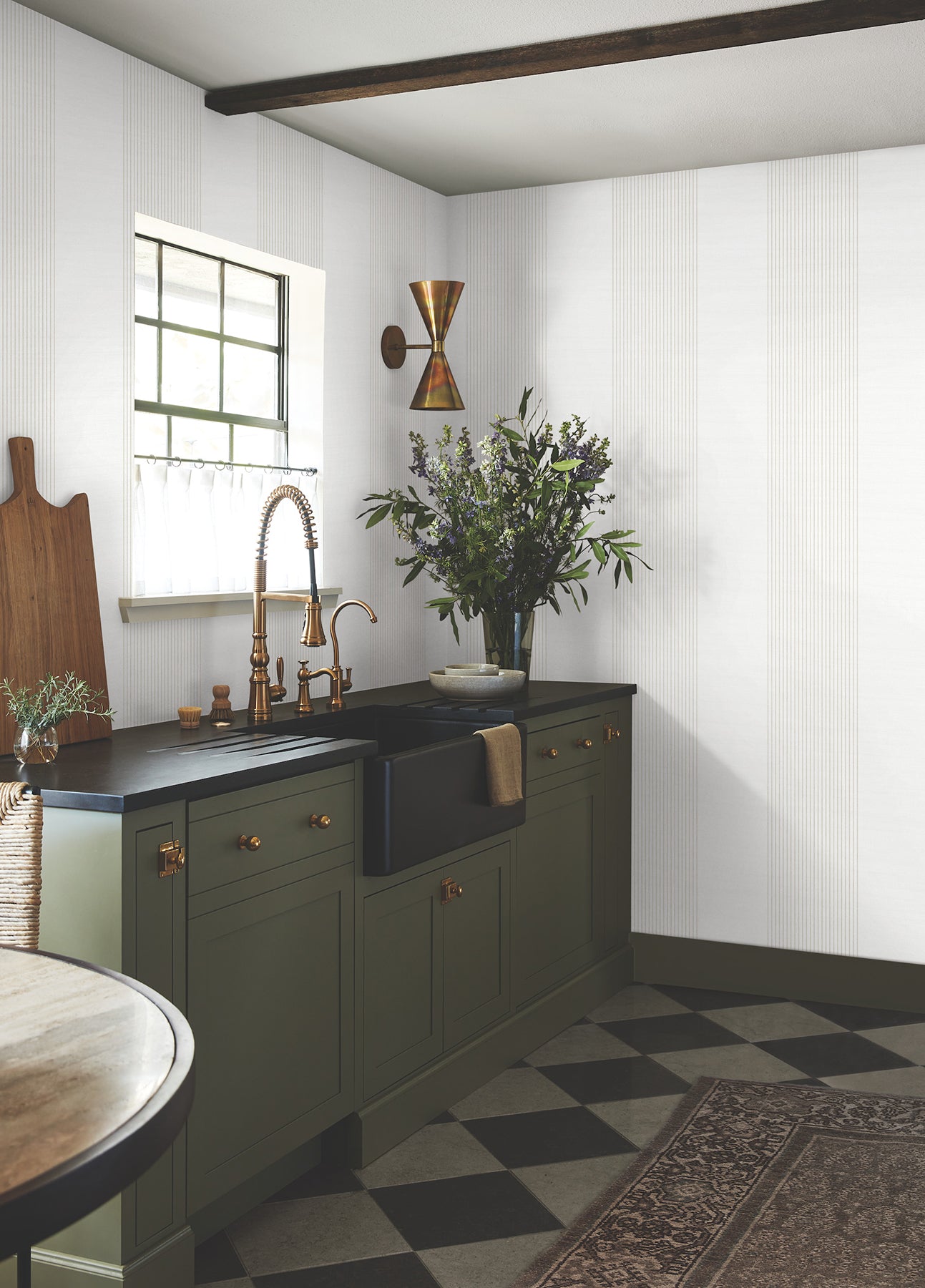 Archer Stripe Wallpaper in white color - pattern number 4211-83529 - by Ronald Redding in the Private Reserve collection