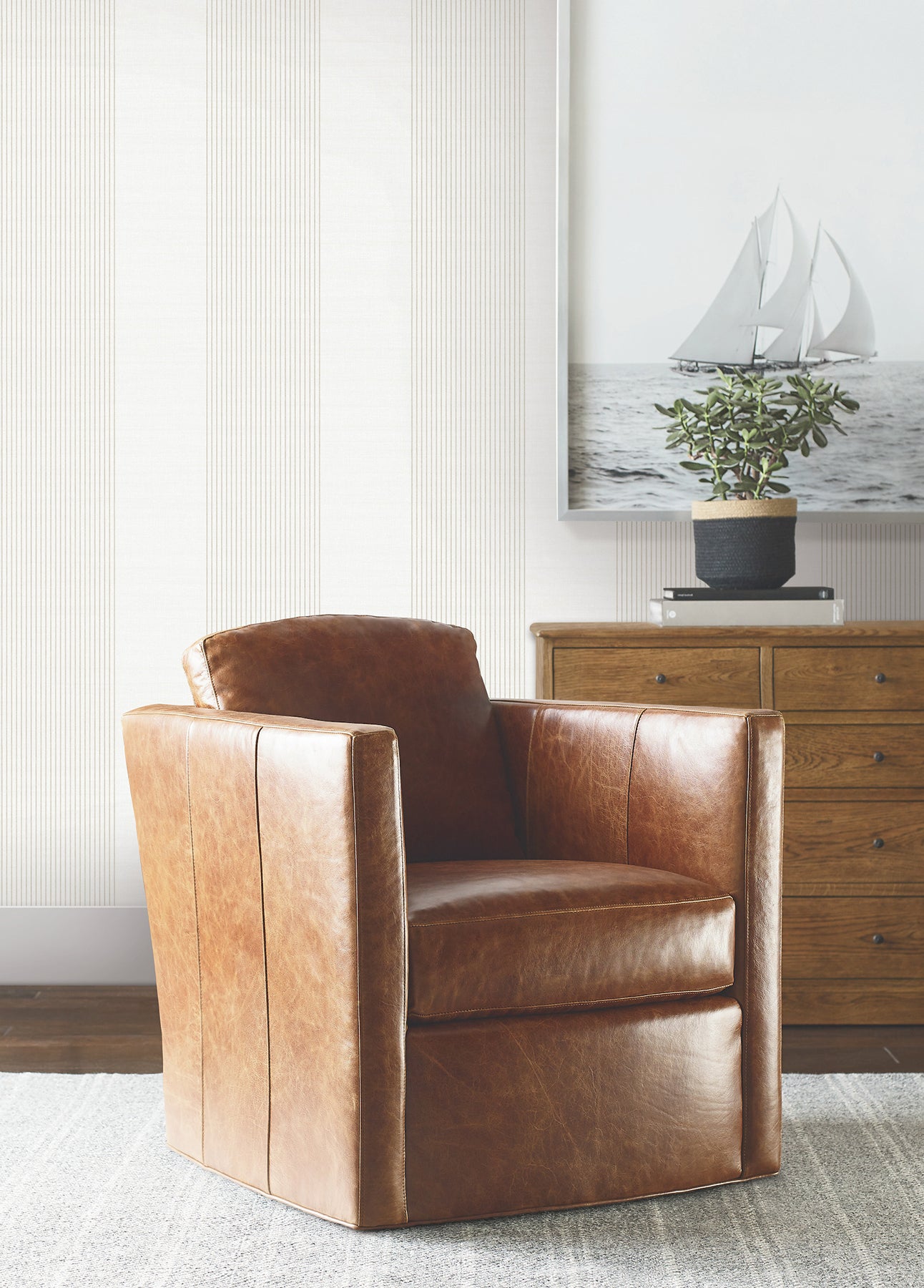 Archer Stripe Wallpaper in white color - pattern number 4211-83529 - by Ronald Redding in the Private Reserve collection
